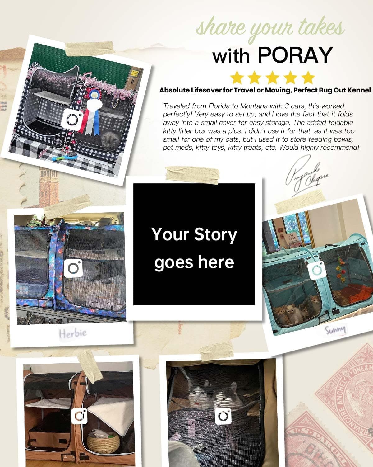 Portable Three Compartment Show House Cat Cage Condo - Easy to Fold & Carry Kennel - Comfy Puppy Home & Dog Travel Crate with Portable Carry Bag,2 Hammocks,3 Mats and Collapsible Litter Boxs Black - Image 9