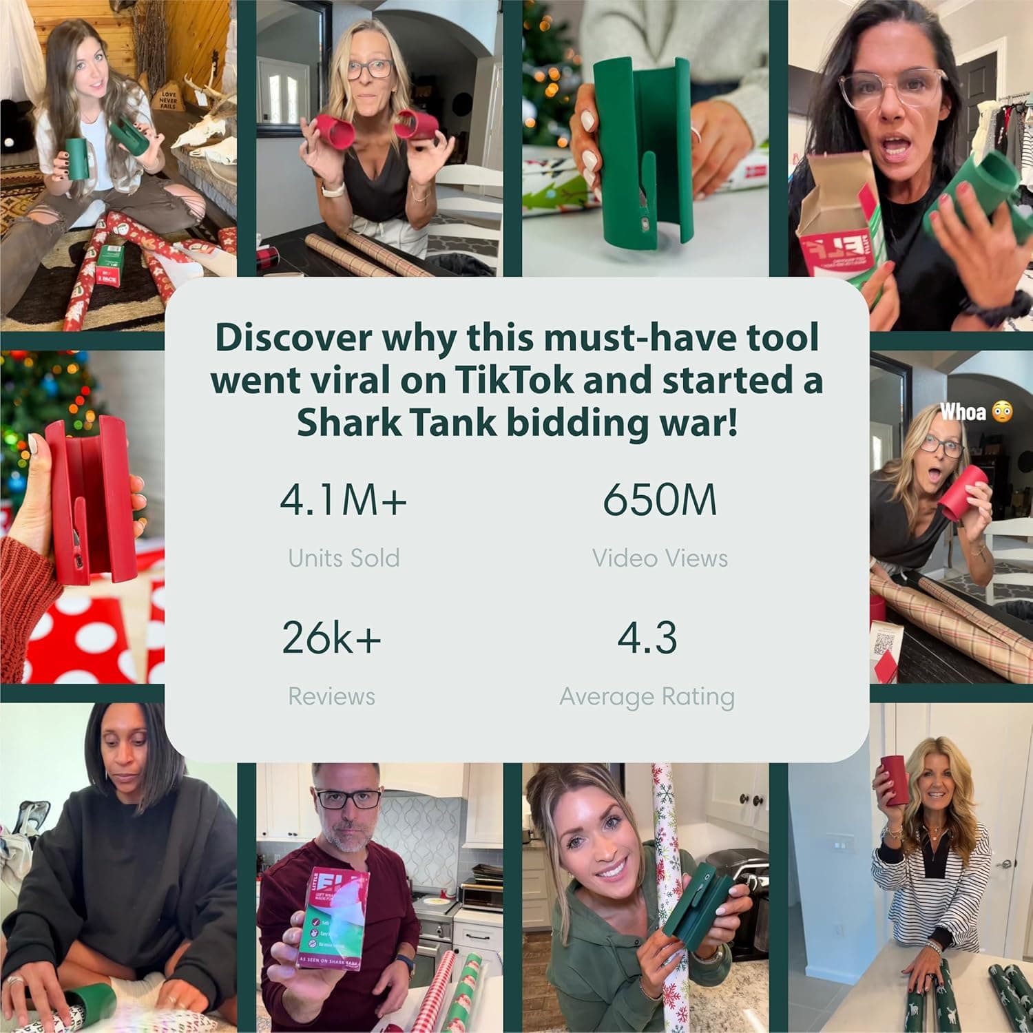 Little ELF Wrapping Paper Cutter (2-Pack) | As seen on Shark Tank | Made in USA | Green | Holiday Gift Wrap Paper Roll Holder and Cutter - Image 8