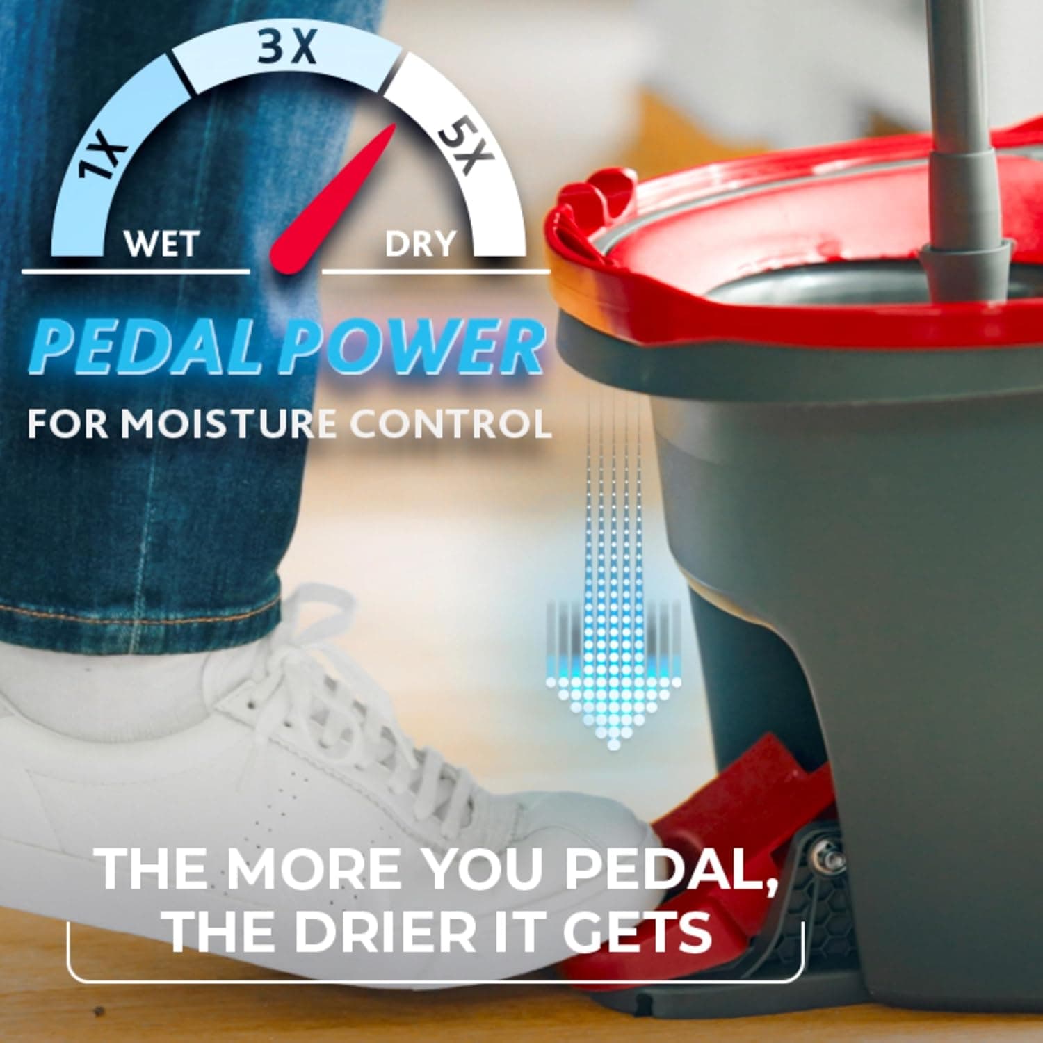 O-Cedar EasyWring Microfiber Spin Mop, Bucket Floor Cleaning System, Red, Gray, Standard Easywring Spin Mop & Bucket - Image 4