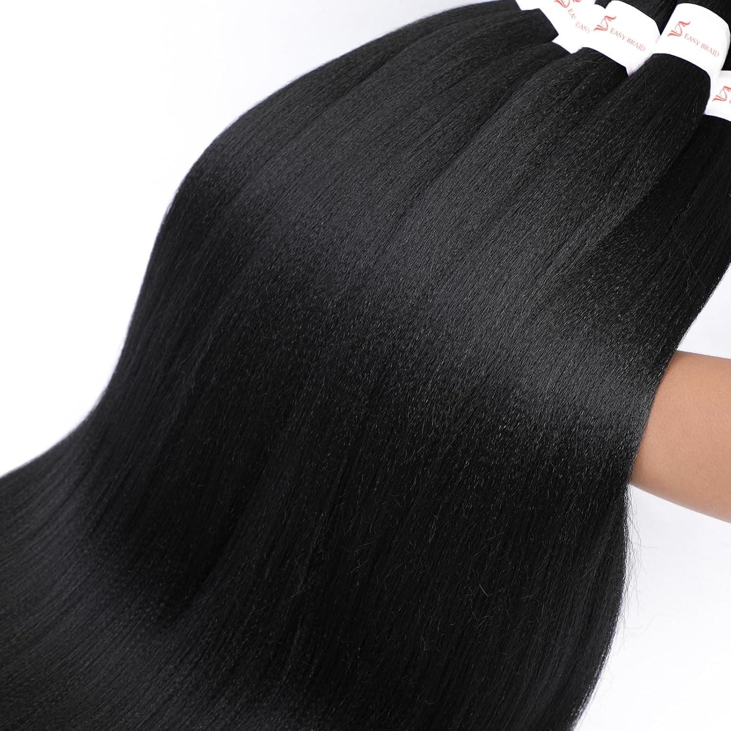 Pre Stretched Braiding Hair 20 Inch 8 Pack Long Braiding Hair Pre Stretched Hair For Braiding Hot Water Setting Soft Yaki Texture Synthetic Crochet Braids Hair For Women Girls (20Inch,1B) 20 Inch (Packs of 8) 1B - Image 6