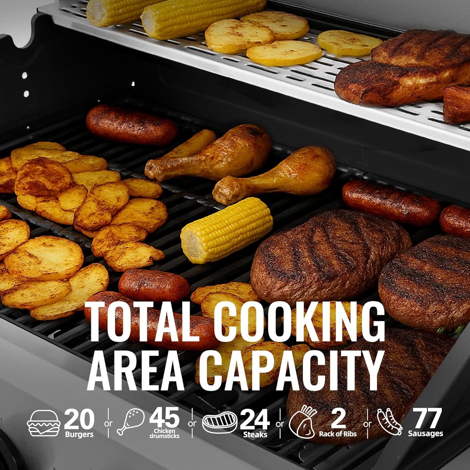 Royal Gourmet GA5401T 5 Burner Propane Gas Grill with Side Burner and Sear Burner, Stainless Steel Gas BBQ Grill with 61,000 BTUs Output for Barbecue Grilling & Backyard Cooking, Silver - Image 5