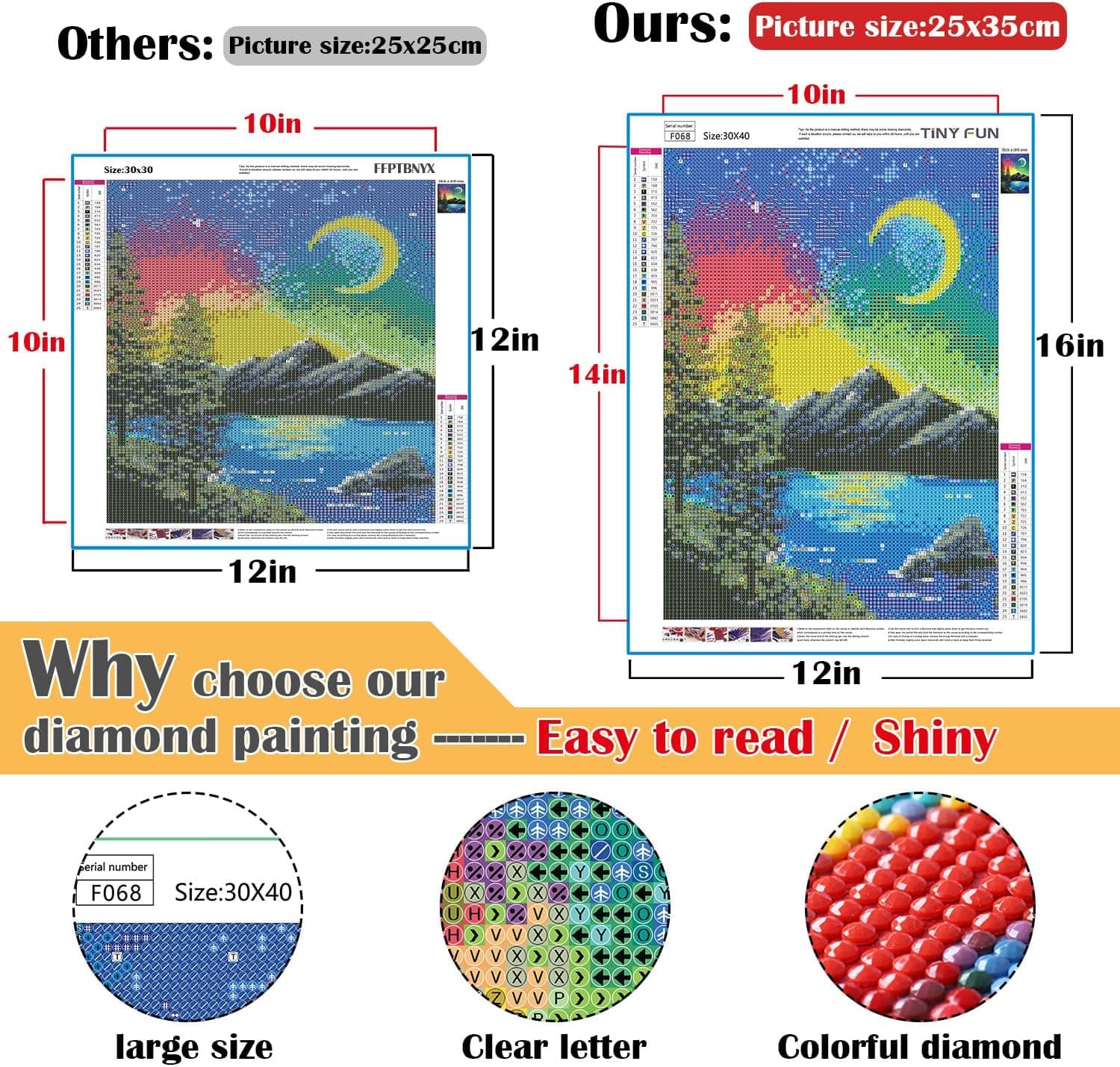 TINY FUN 12 Pack Diamond Painting Kits for Adults 5D Diamond Art Kit Paint by Number for Beginners, DIY Paint with Round Full Drill Diamonds Paintings Gem Art for Home Wall Decor Gift (12X16 Inch - Image 3