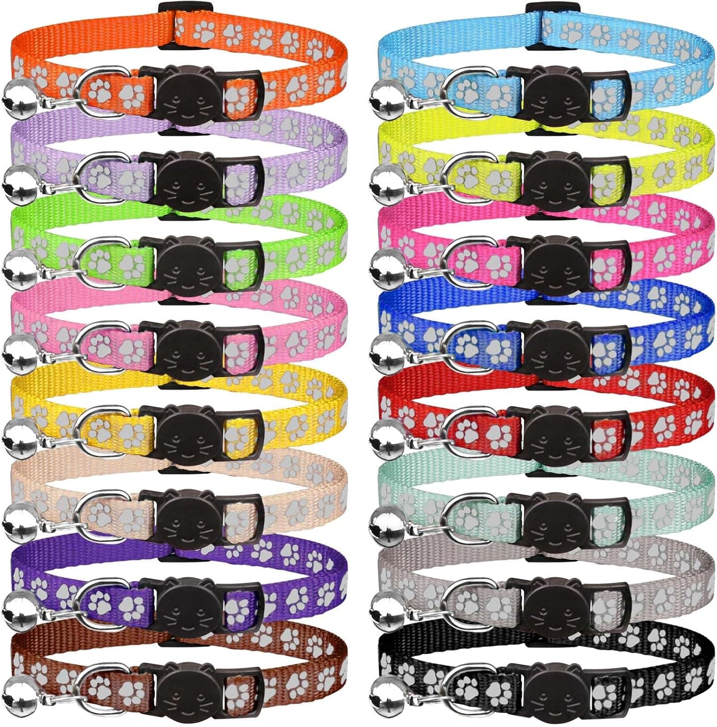 16 PCS Breakaway Cat Collars with Bells Reflective Cat Collar Safety Nylon Kitten Collars Cat Collars for Girl Boy Cats(6"-9") Kittens(6" - 9") - Image 2