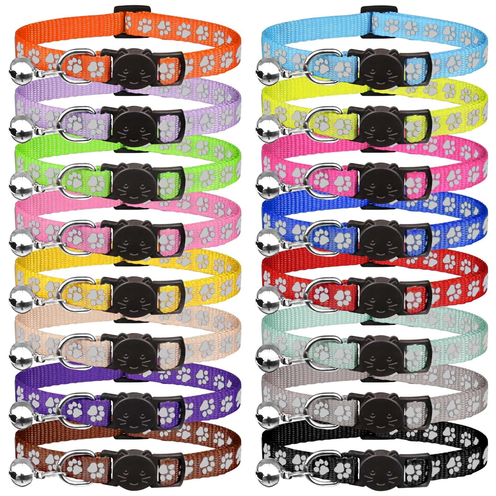 16 PCS Breakaway Cat Collars with Bells Reflective Cat Collar Safety Nylon Kitten Collars Cat Collars for Girl Boy Cats(6"-9") Kittens(6" - 9")