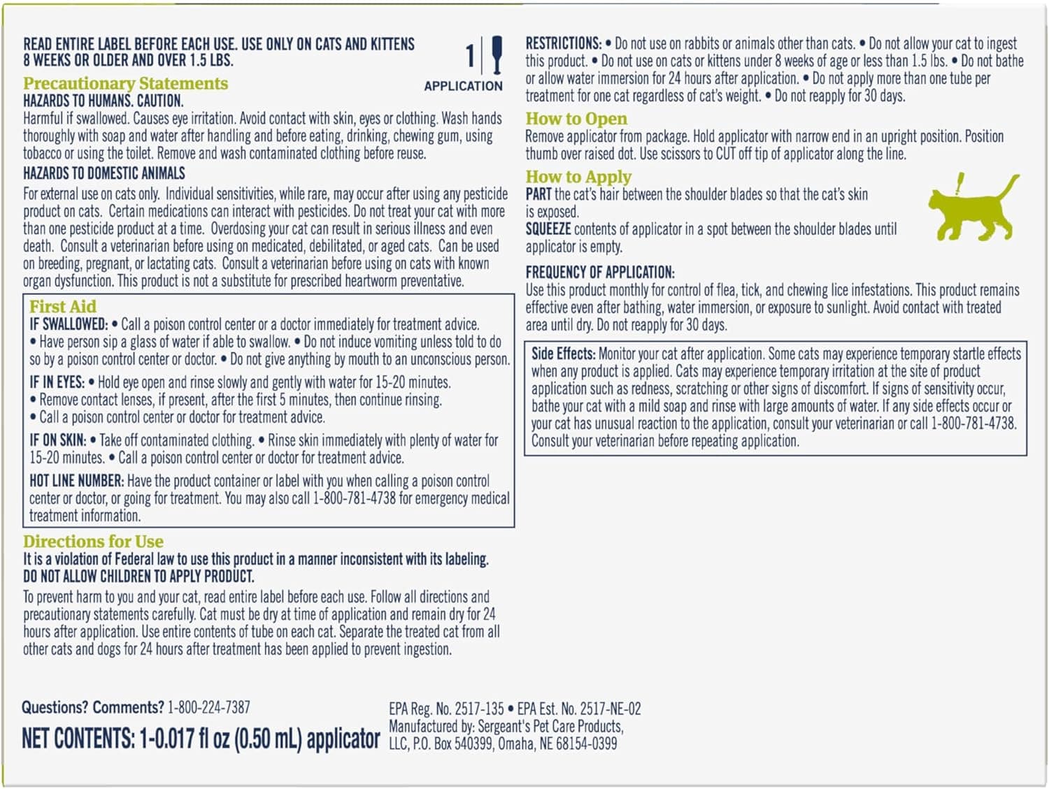 PetArmor Plus Prevención de Pulgas y Garrapatas para Gatos de más de 1.5 lbs, Tratamiento para Pulgas y Garrapatas en Gatos, 6 Dosis, Tópico Impermeable, de Acción Rápida para Gatos de más de 1.5 lbs 6 Contenido - Image 8