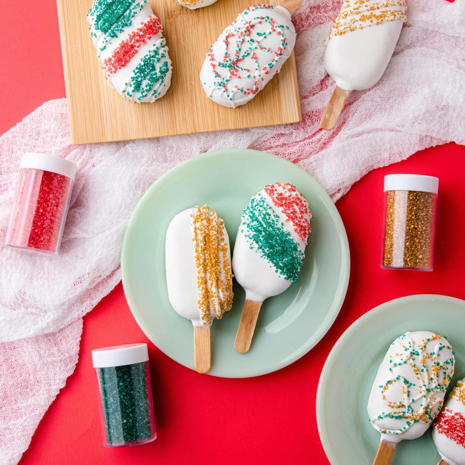 Sweets Indeed Christmas Baking Sugar Crystals 4-Pack – 4.52 oz | White, Red, Green & Gold Sparkling Sugars | Holiday & Everyday Dessert Decorating Set Holiday Sugar - Image 8