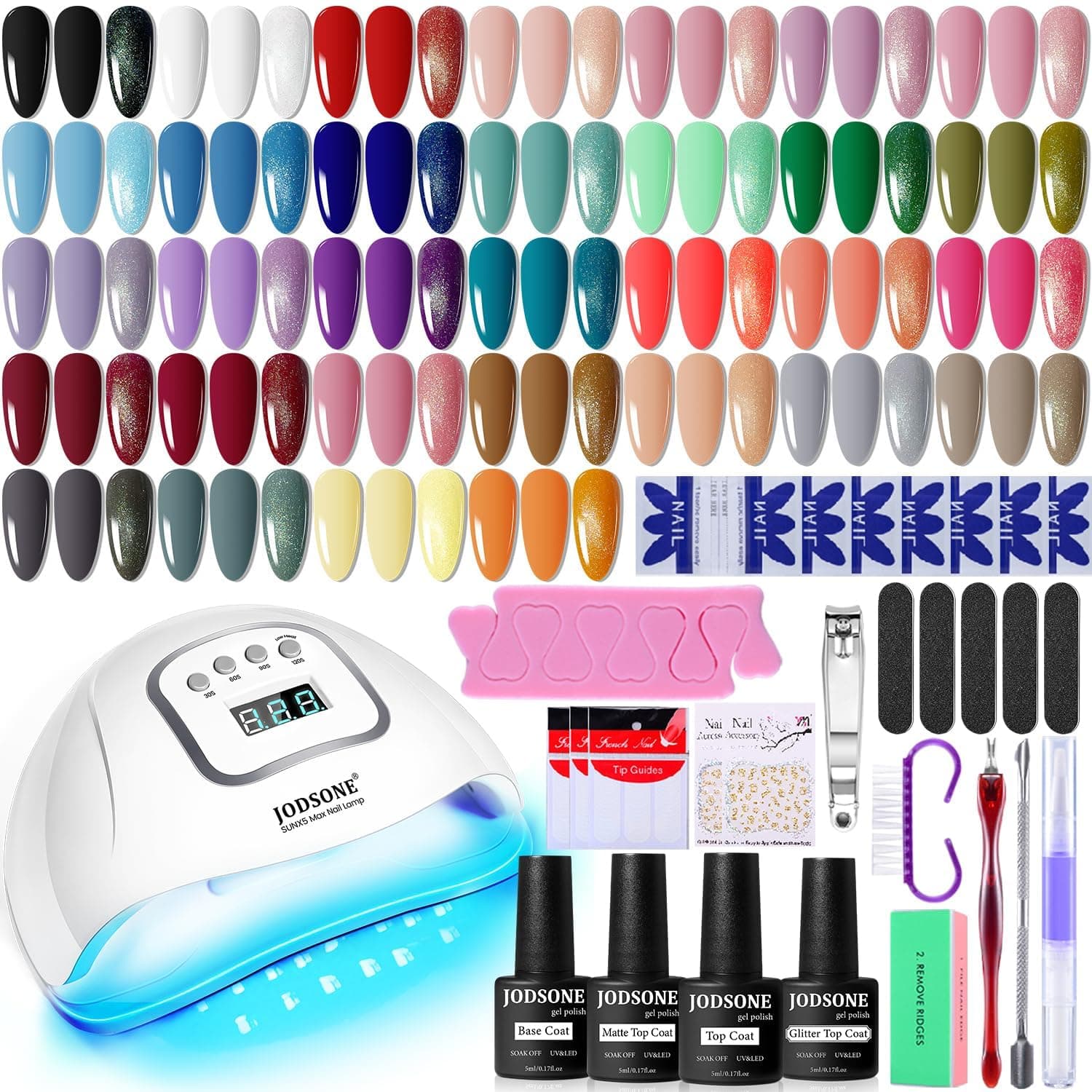 JODSONE Gel Nail Polish Kit na may U V Light 32 Kulay Gel Polish Nail + 4 Functional Adhesive Bottles Kit Soak Off Manicure Tools Regalo para sa Kababaihan classic series
