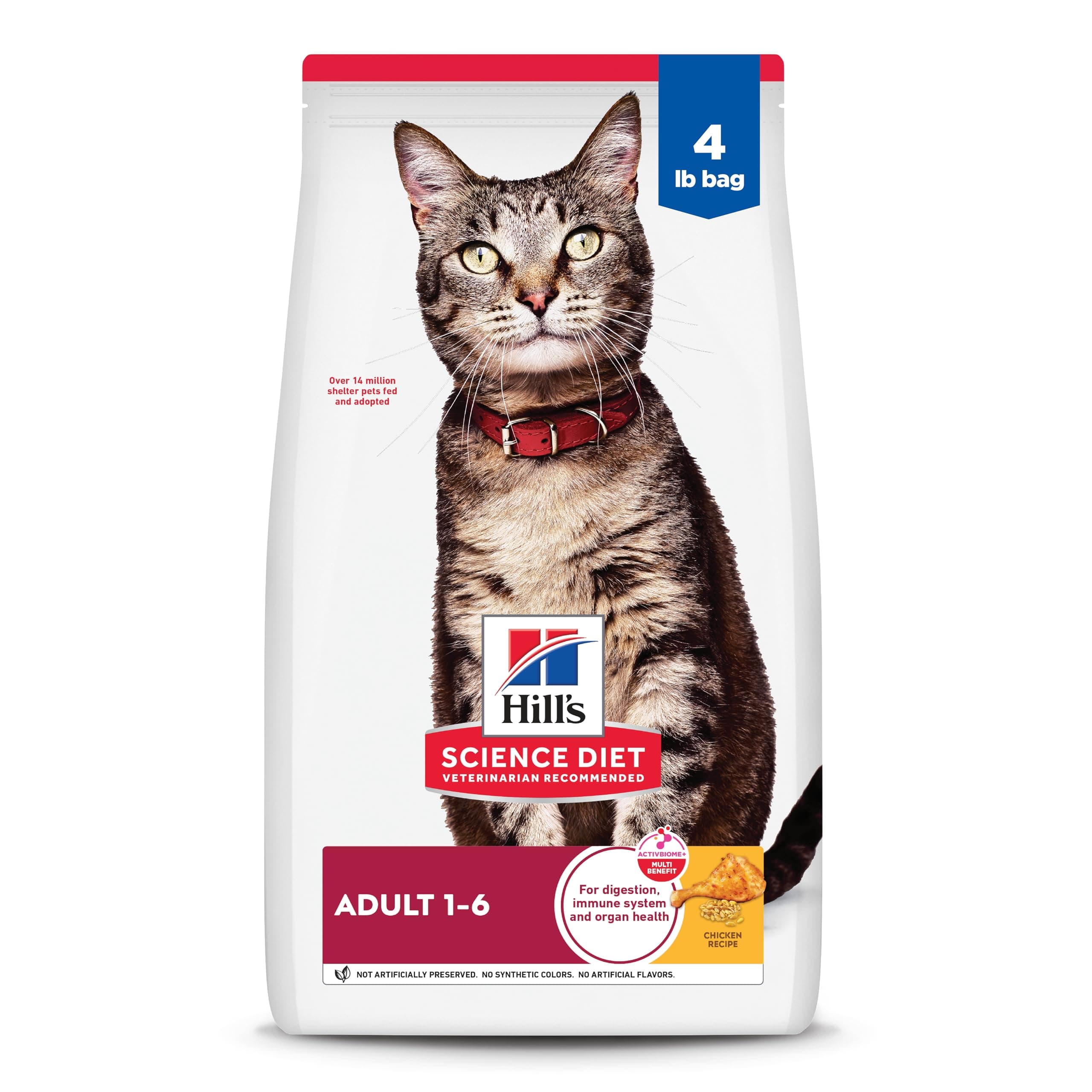 Hill's Science Diet Adult 1-6, Nutrición Premium para Adultos 1-6, Comida Seca para Gatos, Receta de Pollo, Bolsa de 4 lb