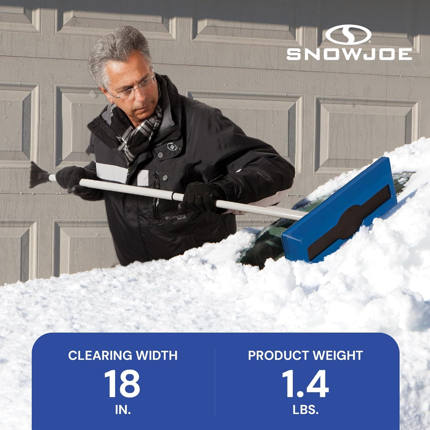 Snow Joe 18" Telescoping Snow Broom & Ice Scraper for Cars, No-Scratch Foam Brush - Long and Extendable Ice Removal Tool for Car Window and Automotive Windshield, SJBLZD Original Snow Broom - Image 4