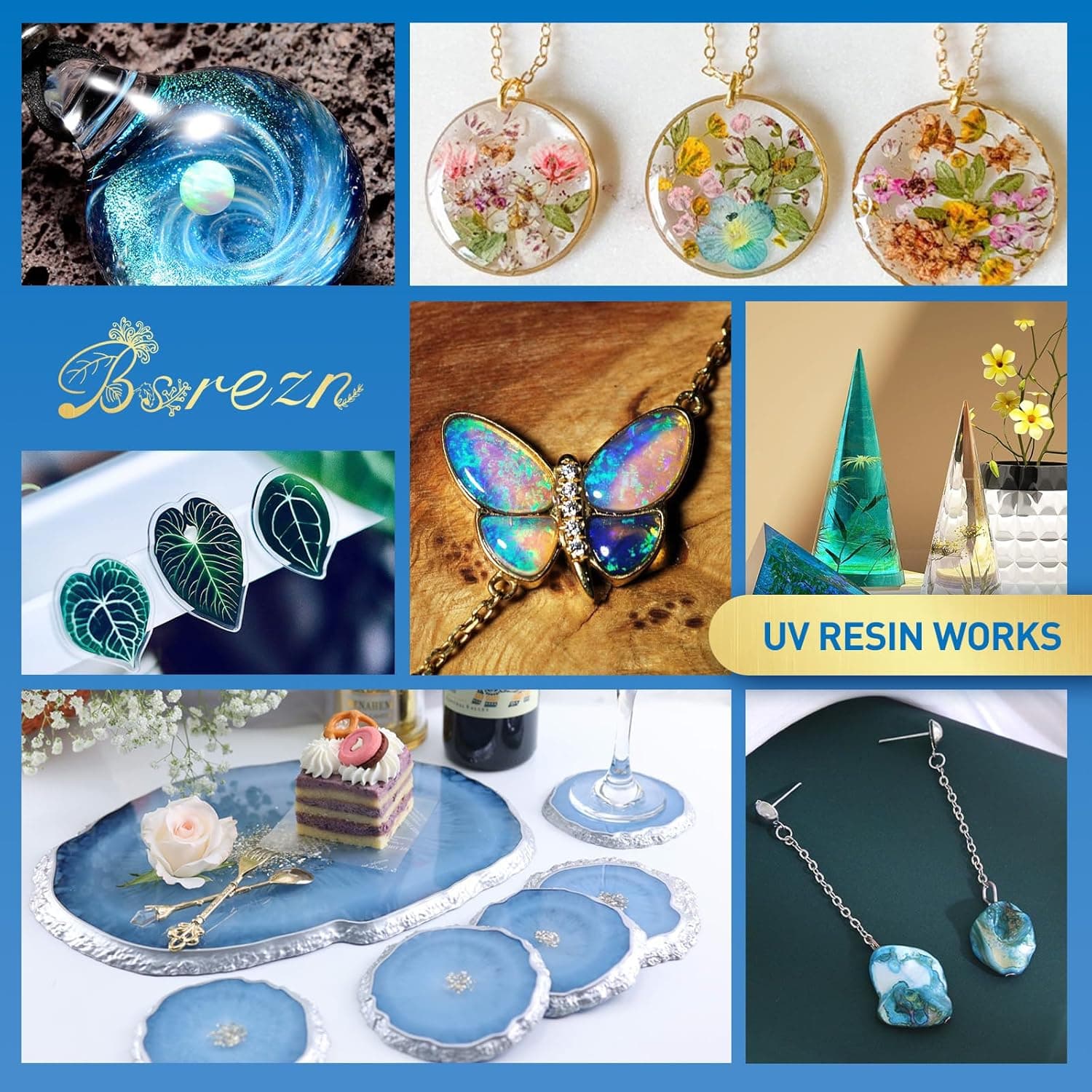 Bsrezn 400g UV Resin Hard, Crystal Clear UV Epoxy Resin para sa Paggawa ng Alahas at Crafting (100g x 4) 400 g - Image 7