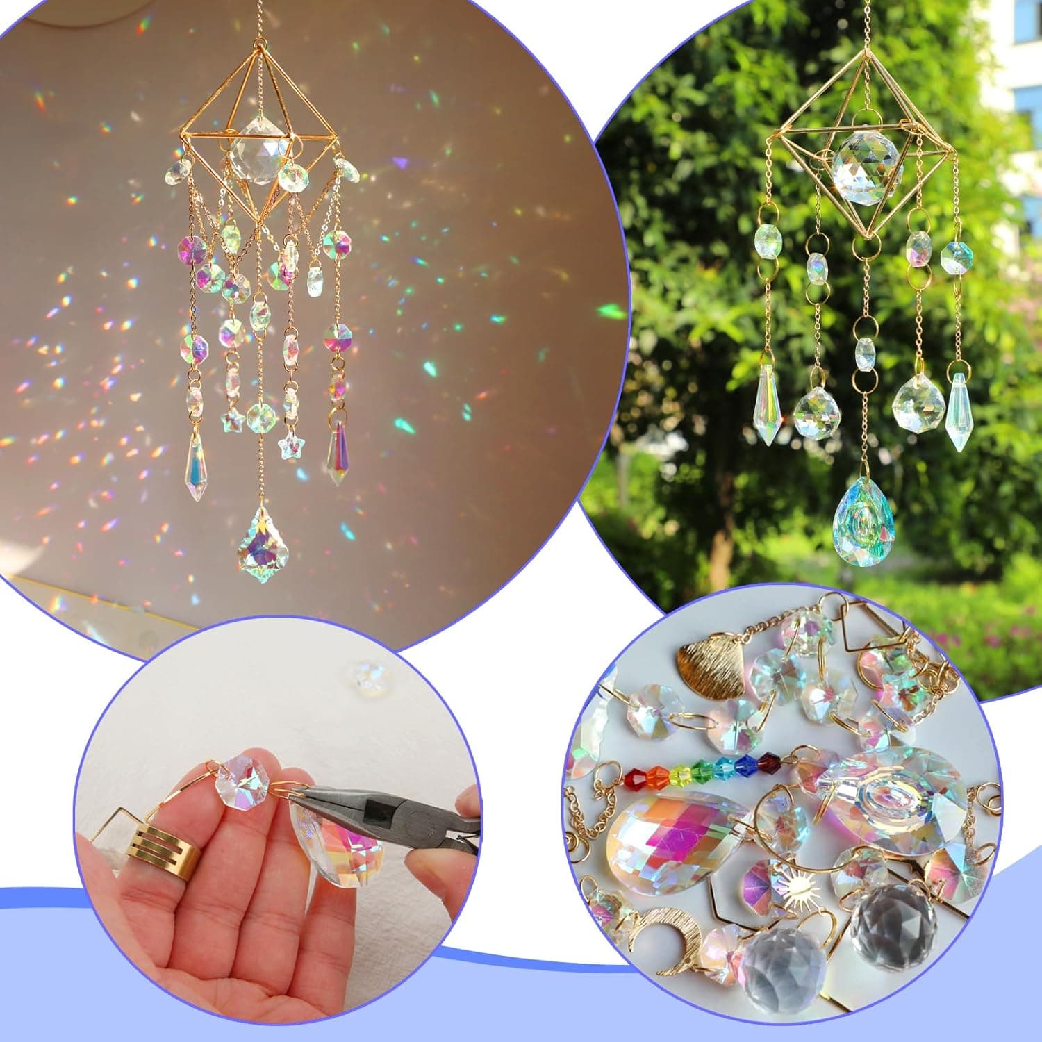DIY Suncatchers, 400 pcs Sun Catchers Making Supplies Kit Art and Crafts for Adults Prism Hanging Decorative Suncatcher with Crystals Rainbow Maker for Indoor Windows Office Home Decor - Image 6
