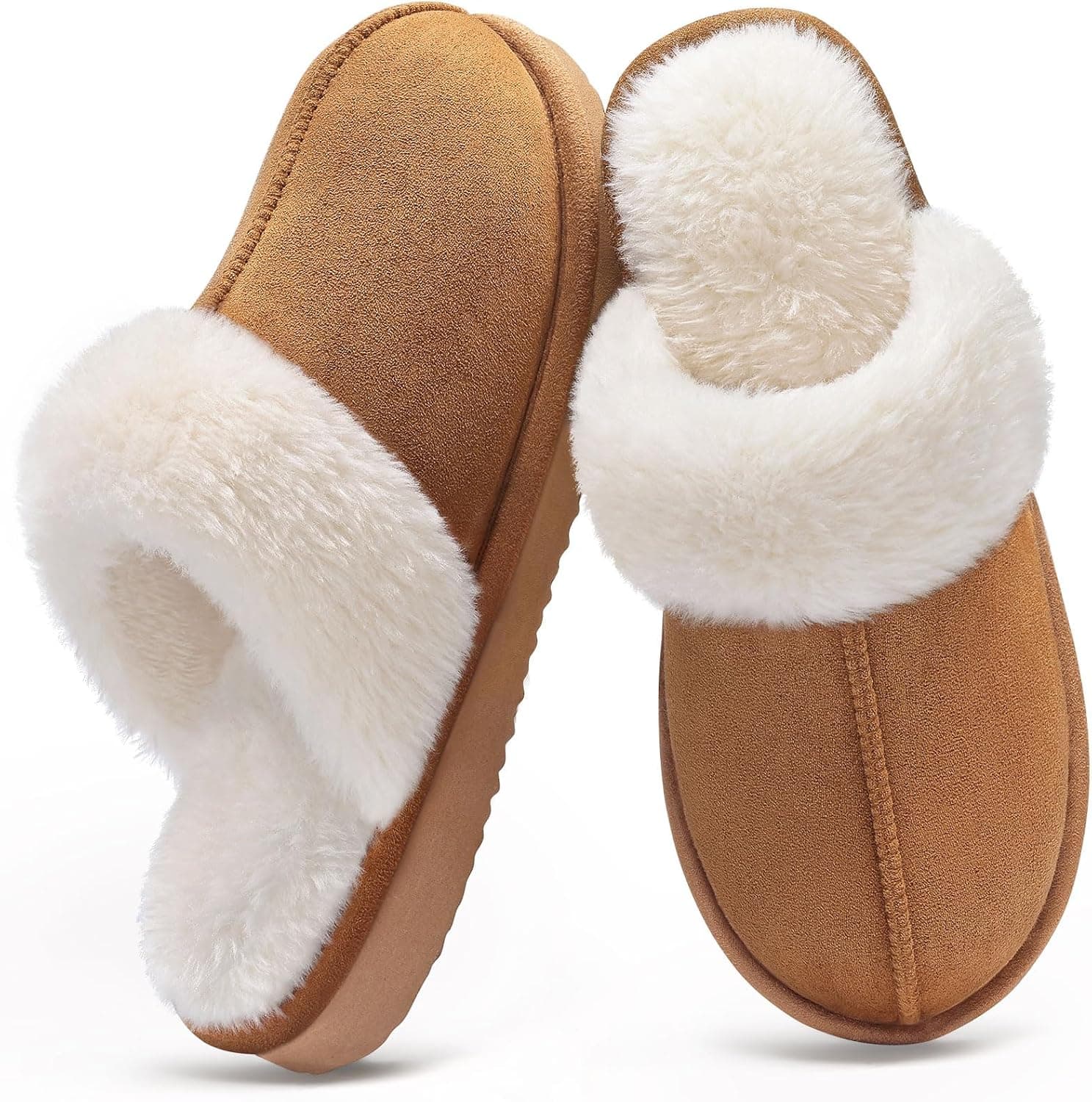 Litfun Women's Fuzzy Memory Foam Slippers Fluffy Winter House Shoes Indoor and Outdoor 8-8.5 Chestnut - Image 8