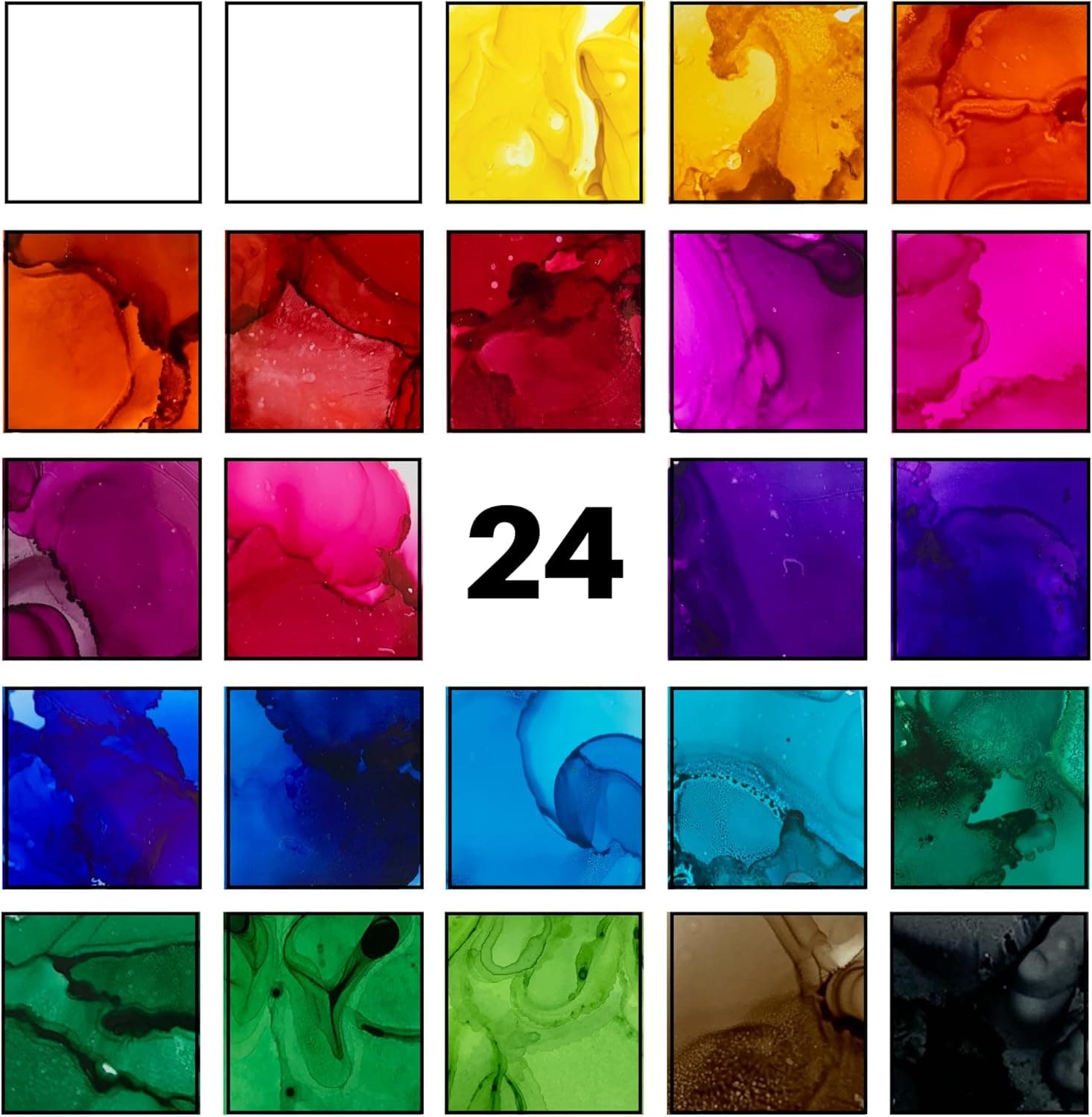 Alcohol Ink Set - New Improved Formula - 24 Highly Saturated, Fast-Drying, Permanent Inks for Epoxy Resin, Tumblers, Fluid Art Painting, Glass, Metal, and More ALC-1123 - Image 4