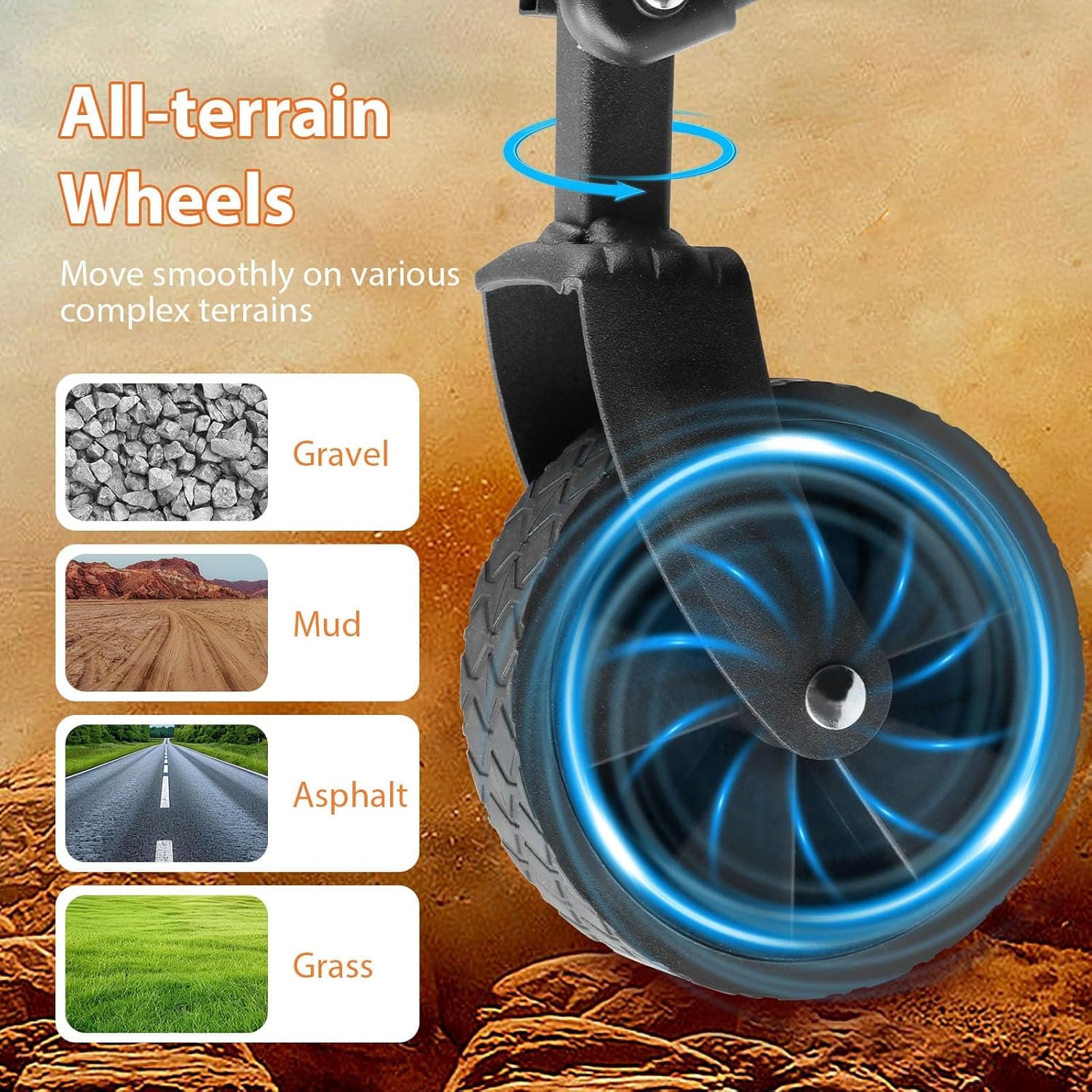 Collapsible Wagon Cart Foldable 220lbs Capacity,Lightweight Portable Beach Wagon, Shopping Carts with Wheels for Grocery,5" Removable Wheels & Adjustable Camping, Shopping, Beach, Fishing, Garden Cart - Image 7