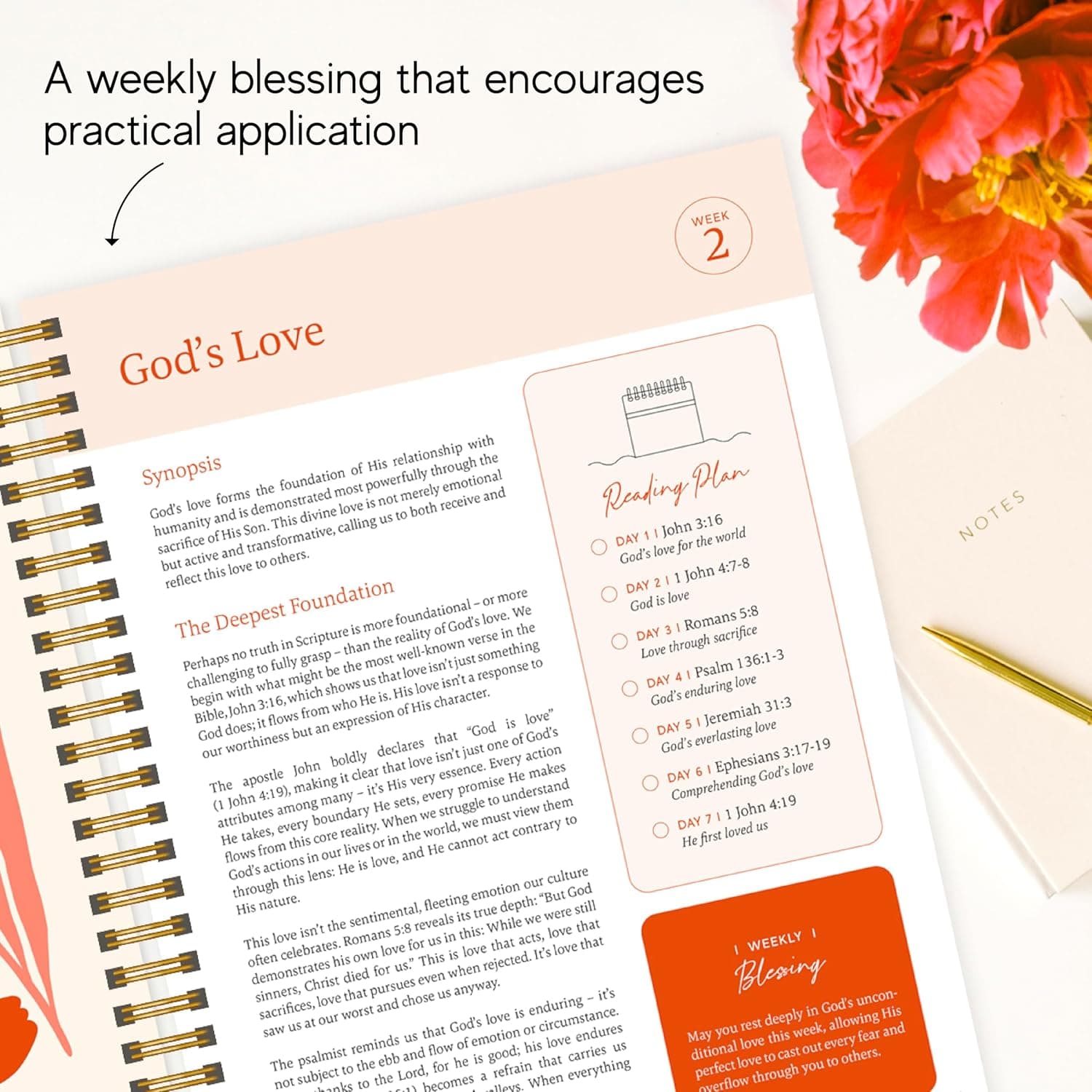 Official Spiral Bible® The Bible in a Year | 52 Week Guided Bible Study & Daily Reading Plan | Spiritual Companion & Journal for Adults & Teens | 8.5" x 11" Notebook Floral - Image 6