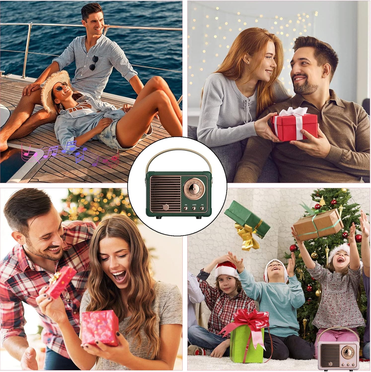 Dosmix Retro Bluetooth Speaker, Vintage Decor, Mini Wireless Bluetooth Speaker, Cute Old Fashion Style for Kitchen Desk Bedroom Office Party Outdoor Accessories for iPhone Android (Green) - Image 2