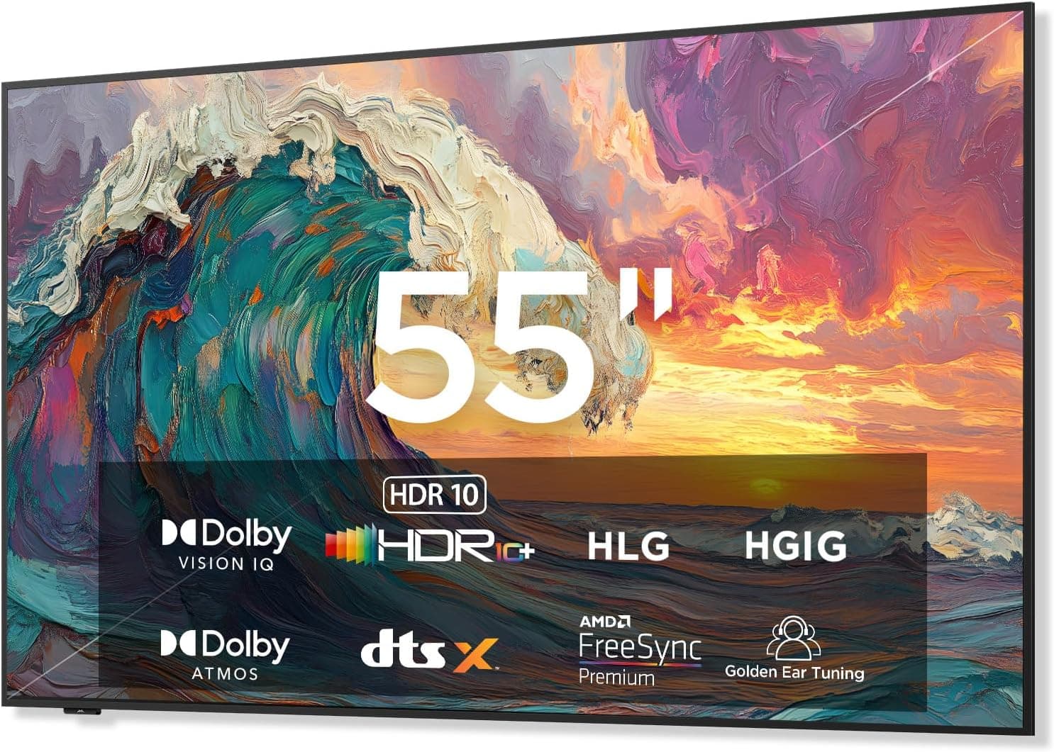 iFFALCON 55-Inch Class QLED 4K Smart TV, Ultra-Slim Picture Frame TV, 144Hz, HDR, Art Mode w/AI Art, Wide Color Gamut, Dolby Vision IQ, Dolby Atmos, Google Assistant Voice Remote(55F75, 2025 Model) 55-Inch Mural TV - Image 2