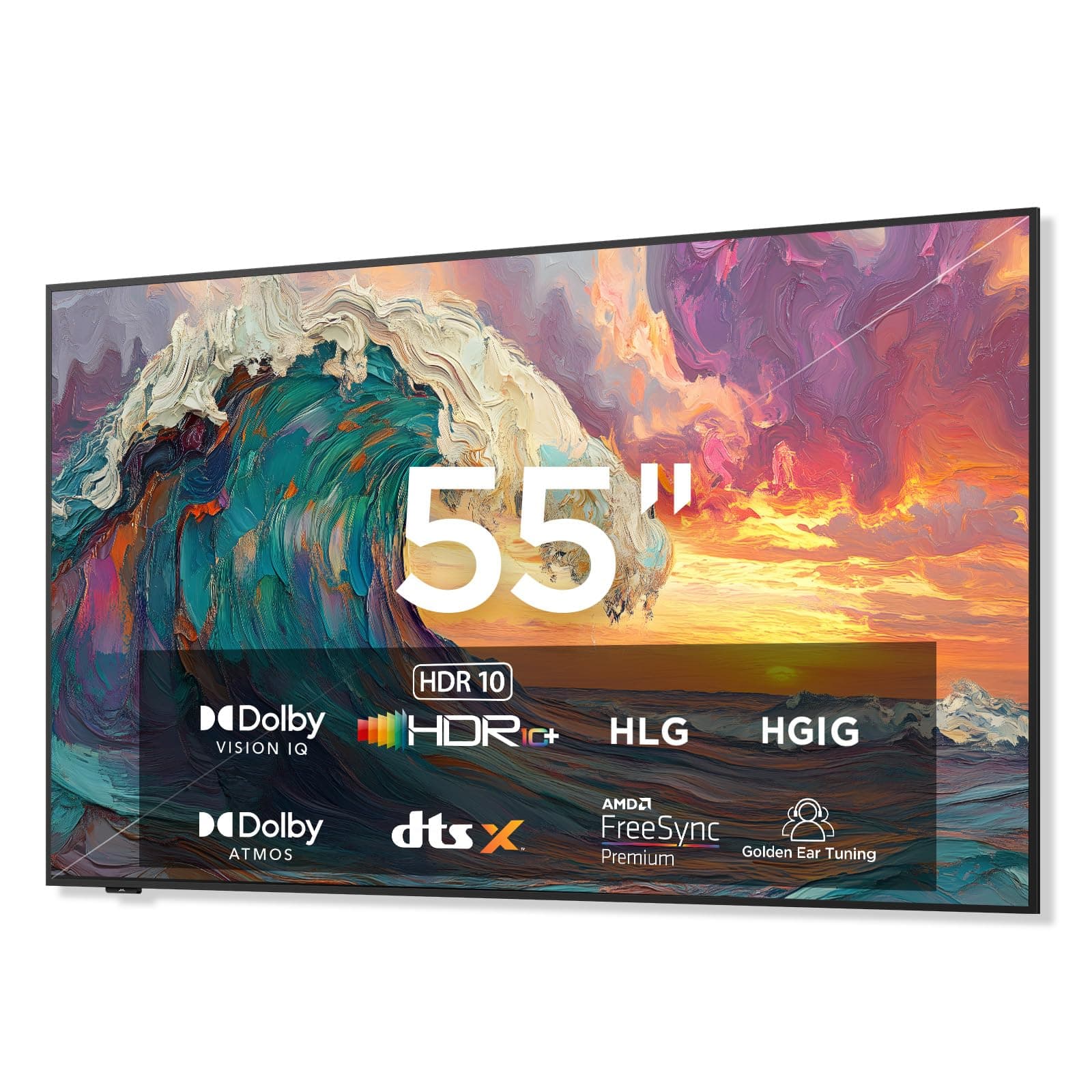 iFFALCON 55-Inch Class QLED 4K Smart TV, Ultra-Slim Picture Frame TV, 144Hz, HDR, Art Mode w/AI Art, Wide Color Gamut, Dolby Vision IQ, Dolby Atmos, Google Assistant Voice Remote(55F75, 2025 Model) 55-Inch Mural TV