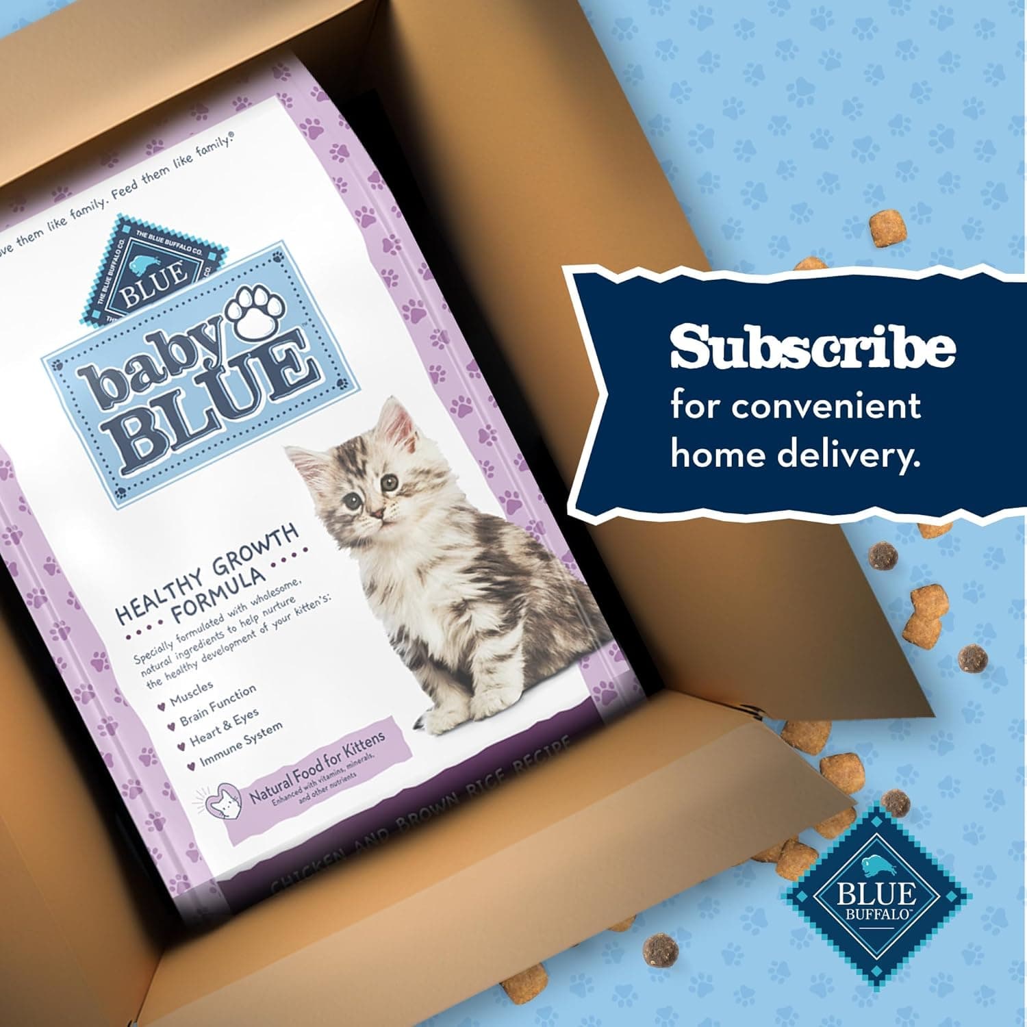 Blue Buffalo Baby Blue Natural Kitten Dry Cat Food, Healthy Growth Formula with DHA, Chicken and Brown Rice Recipe, 2-lb Bag Chicken & Brown Rice 2 Pound (Pack of 1) - Image 12