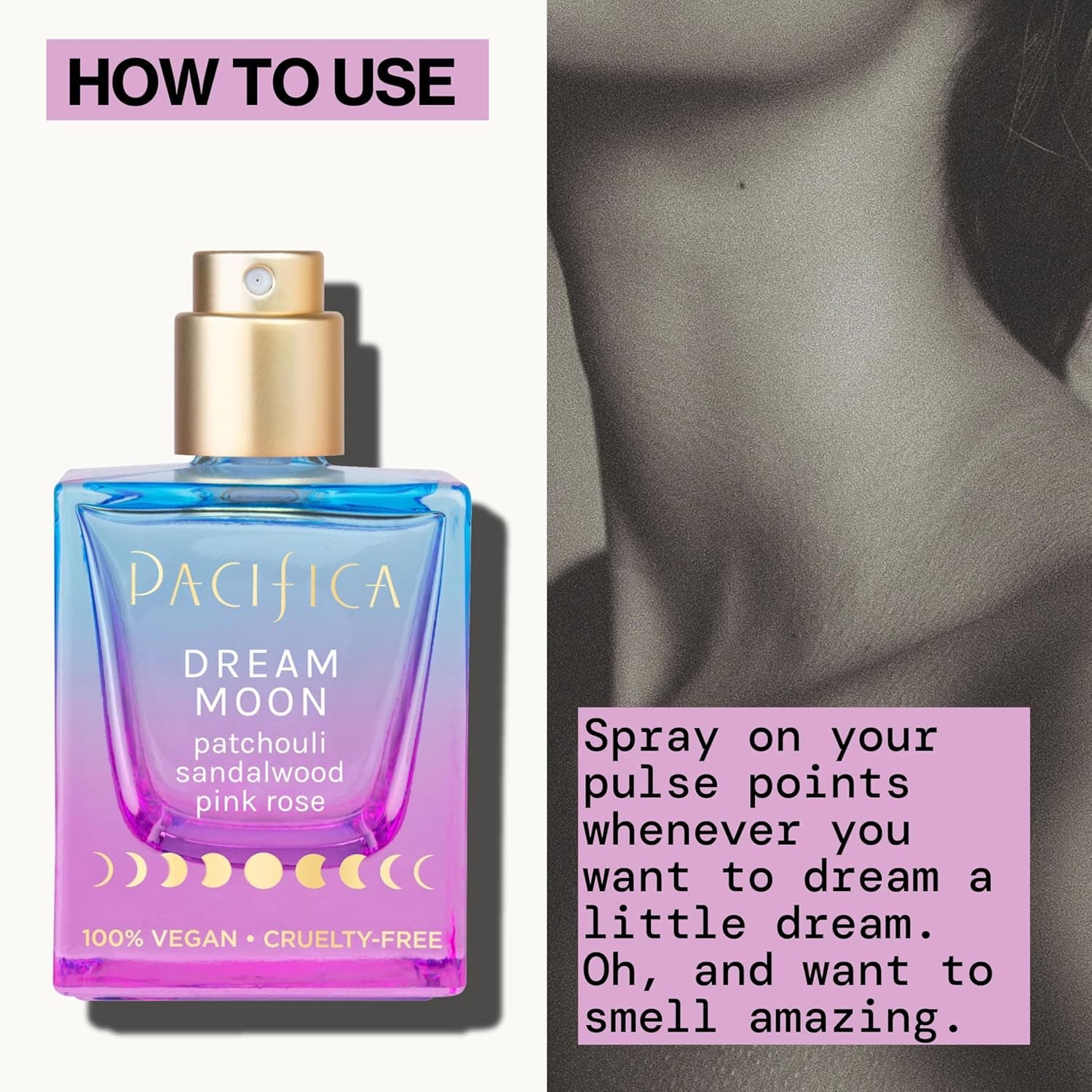 Pacifica Dream Moon Womens Spray Perfume 1 fl oz – Long-Lasting Floral Woody Fragrance for Her - Rose, Patchouli, Sandalwood – 100% Vegan, Cruelty-Free, Phthalate-Free Fragrance Dream Moon: Pink Rose, Sandalwood, Patchouli 1 Fl Oz (Pack of 1) - Image 9