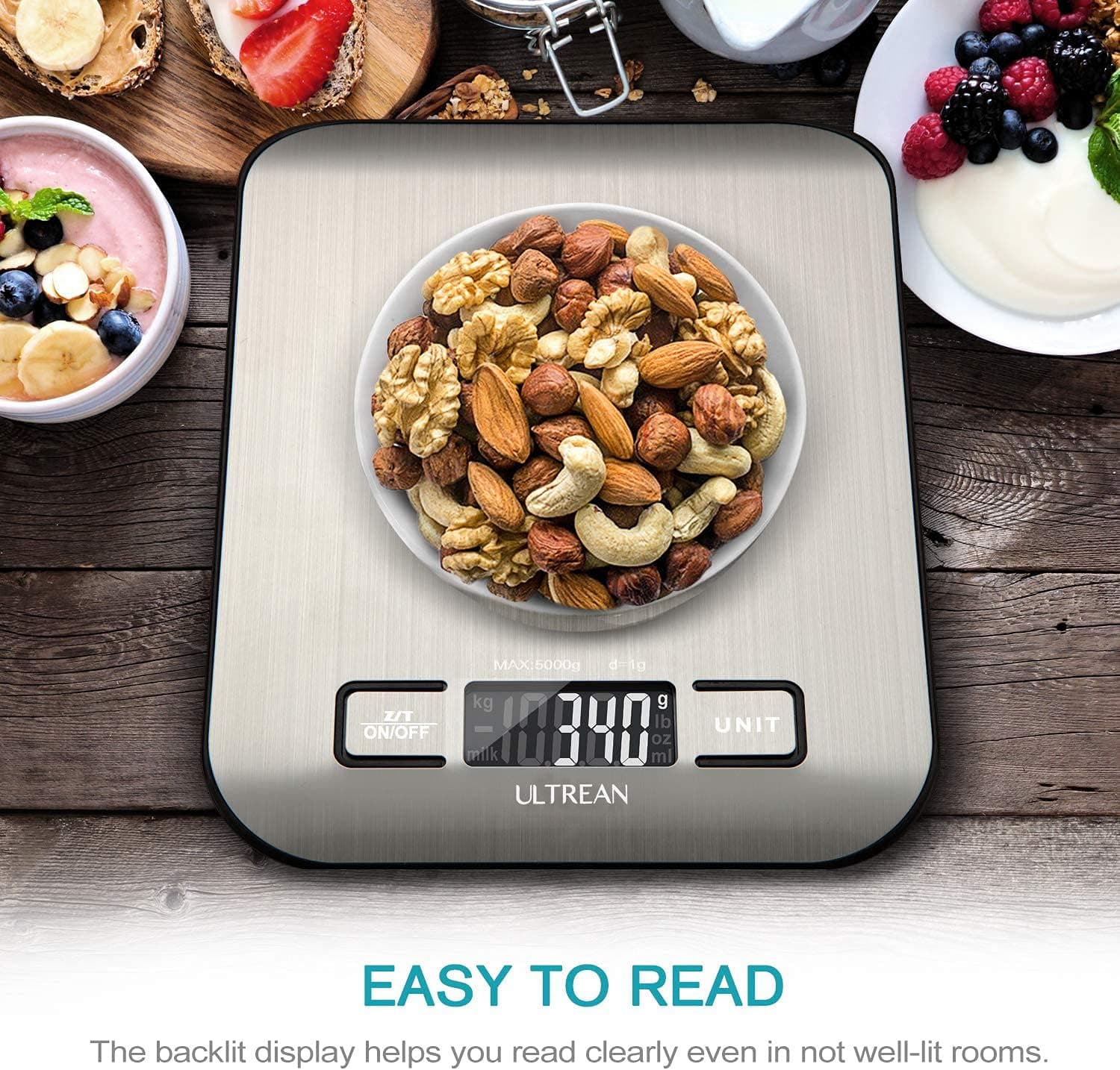 Ultrean Food Scale, Digital Kitchen Scale Weight Grams and Ounces for Baking Cooking and Meal Prep, 6 Units with Tare Function, 11lb (Batteries Included) - Image 4