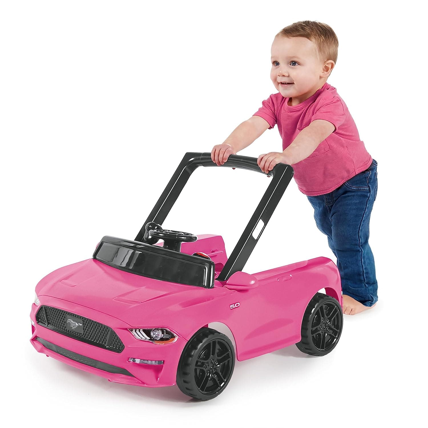 Bright Starts Ford Mustang 4-in-1 Pink Baby Activity Center & Push Walker with Removable Interactive Steering Wheel -Toy, 6 Months and up Pink Mustang - Image 7