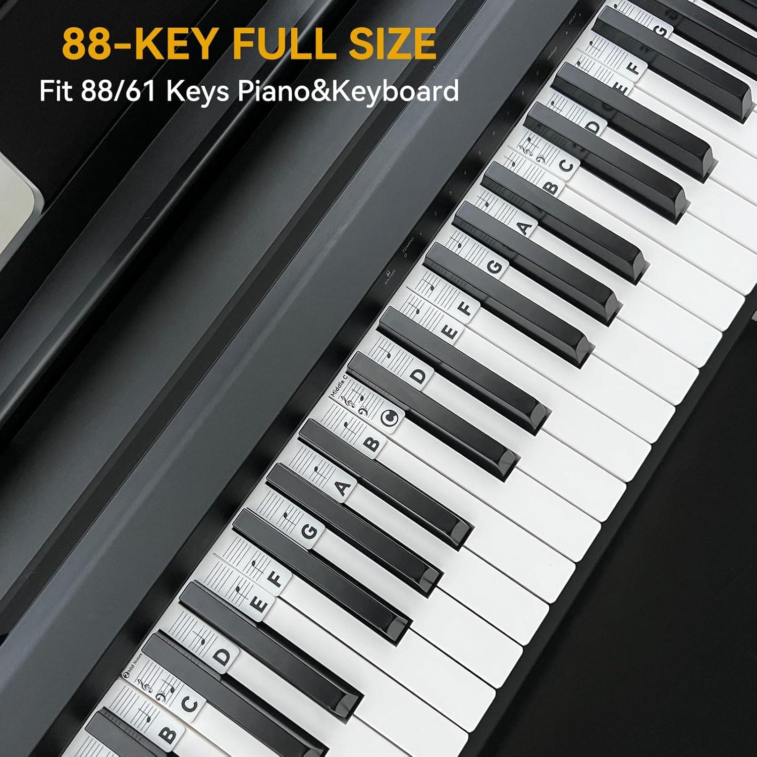 Piano Notes Guide for Beginner, Removable Piano Keyboard Note Labels for Learning, 88-Key Full Size, Made of Silicone, No Need Stickers, Reusable and Comes with Box (Classic Black） - Image 4