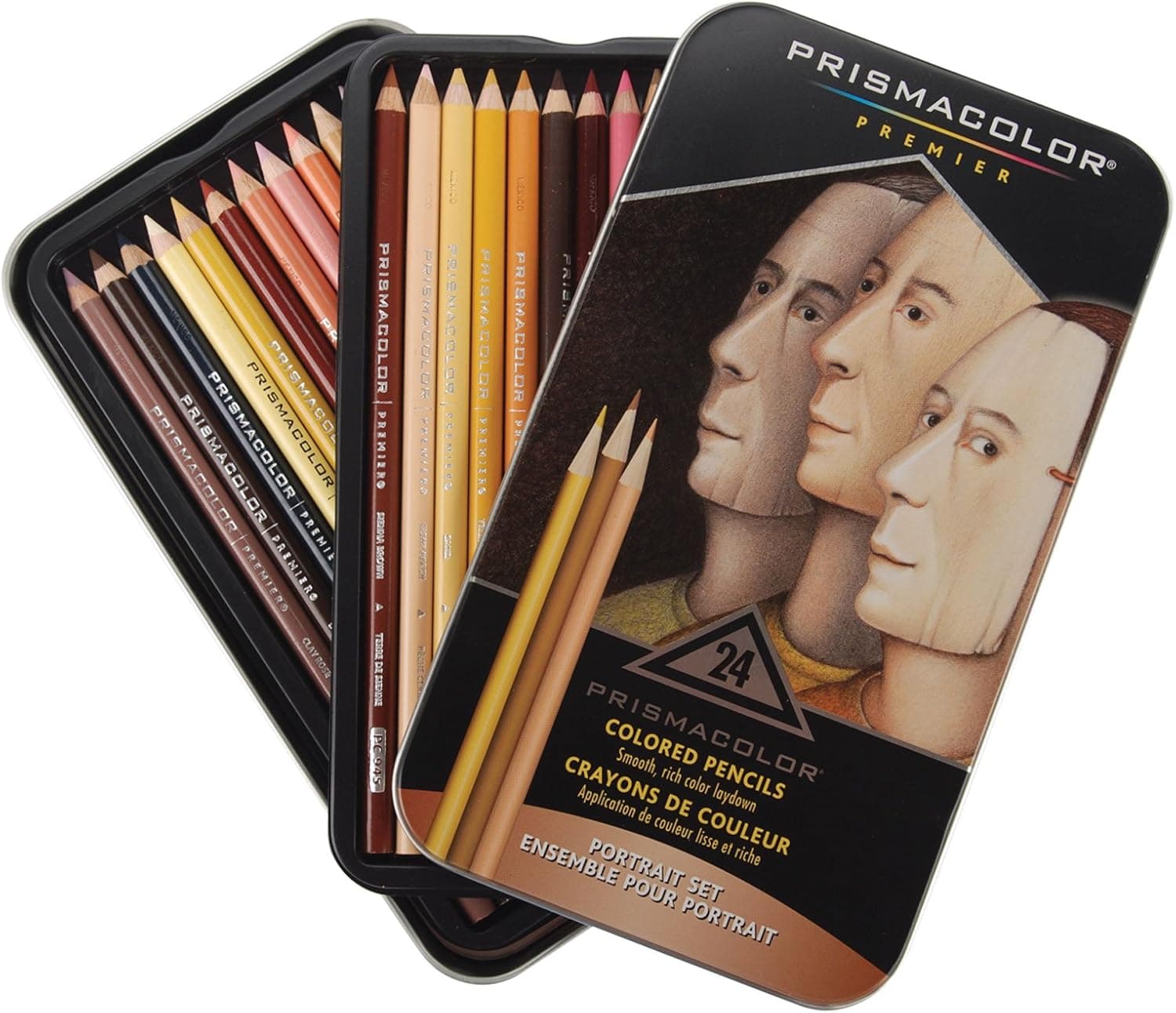 Prismacolor 2508R Premier Colored Pencil Portrait Tin, Set of 24 Assorted Colors with Case - Image 2