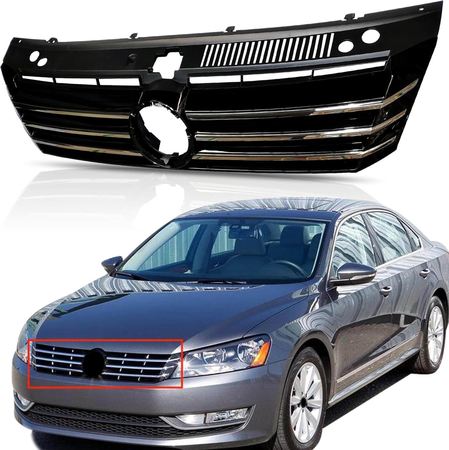 For 2012 2013 2014 2015 Volkswagen VW Passat Front Molding Grille Grill Chrome 561853651COQE - Image 2