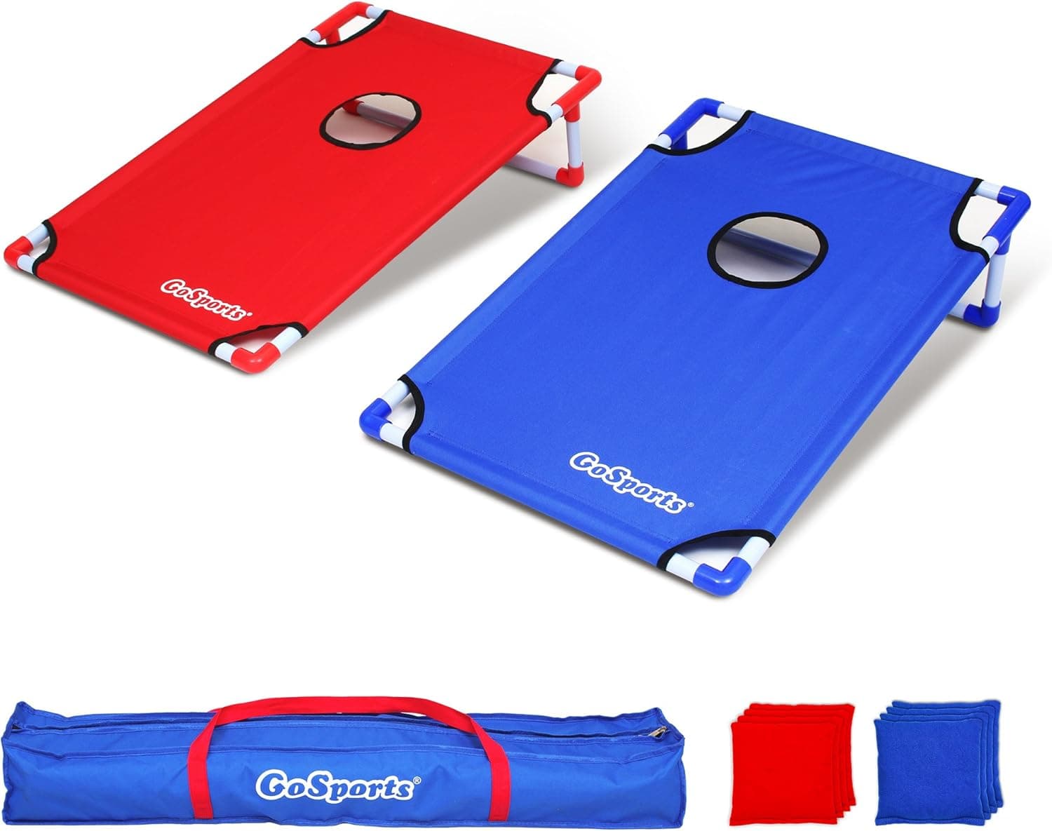 GoSports Portable Cornhole Game Sets – Premium Outdoor Lawn or Beach Toss Game for Kids and Adults Red & Blue - Image 2