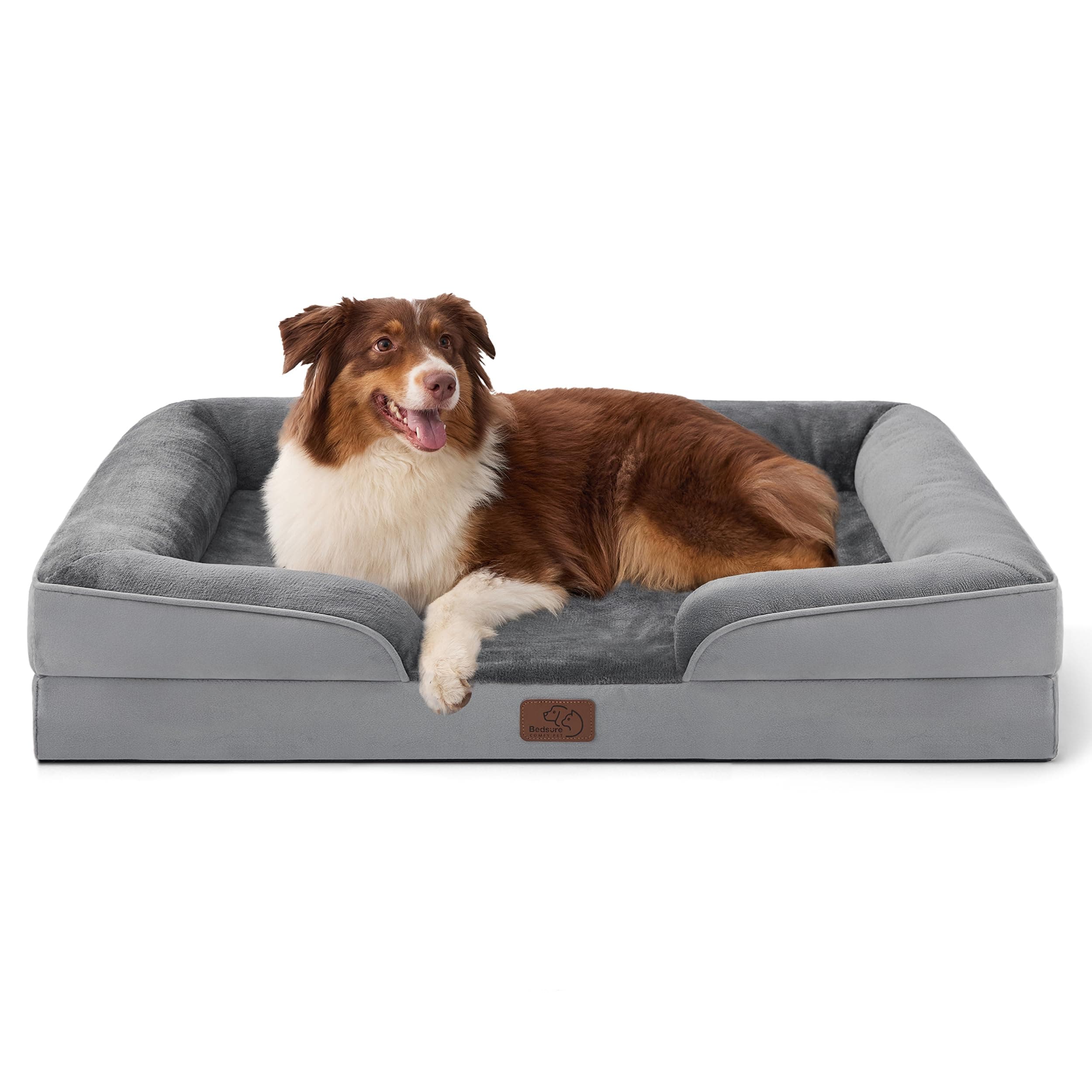 Camas ortopédicas Bedsure para perros de tamaño grande - Cama lavable para perros y gatos grande, impermeable, sofá cómodo para perros con funda removible y lavable, cama para mascotas con fondo antideslizante, gris, 35" 35"L x 25"W x 6.5"Th gris