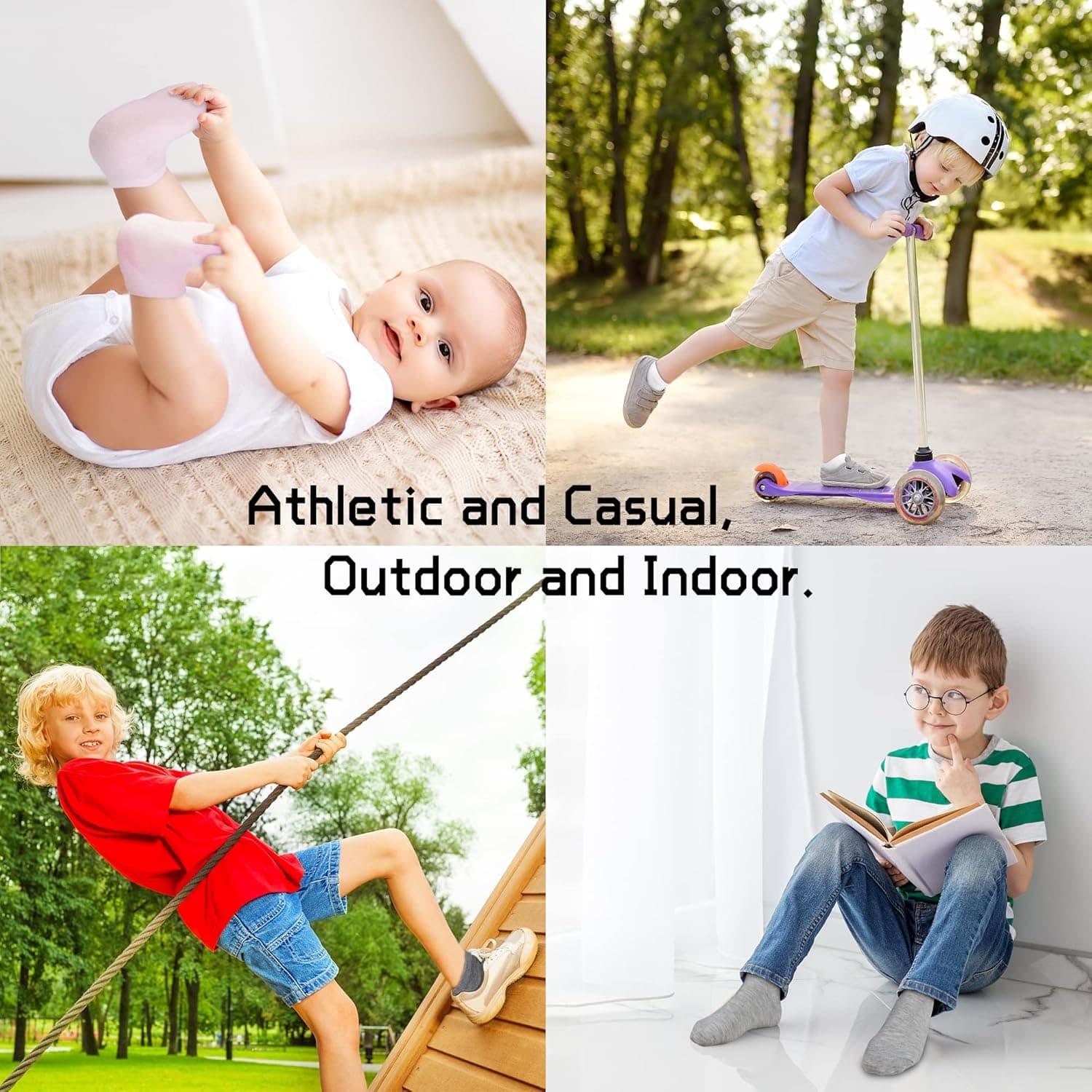 Kids Socks - 25 Pairs Toddler Ankle Socks Set, Low Cut for Boys & Girls (0-14 Years Old) 4-7 Years #1 Black+white+grey+darkgrey 25pk - Image 7