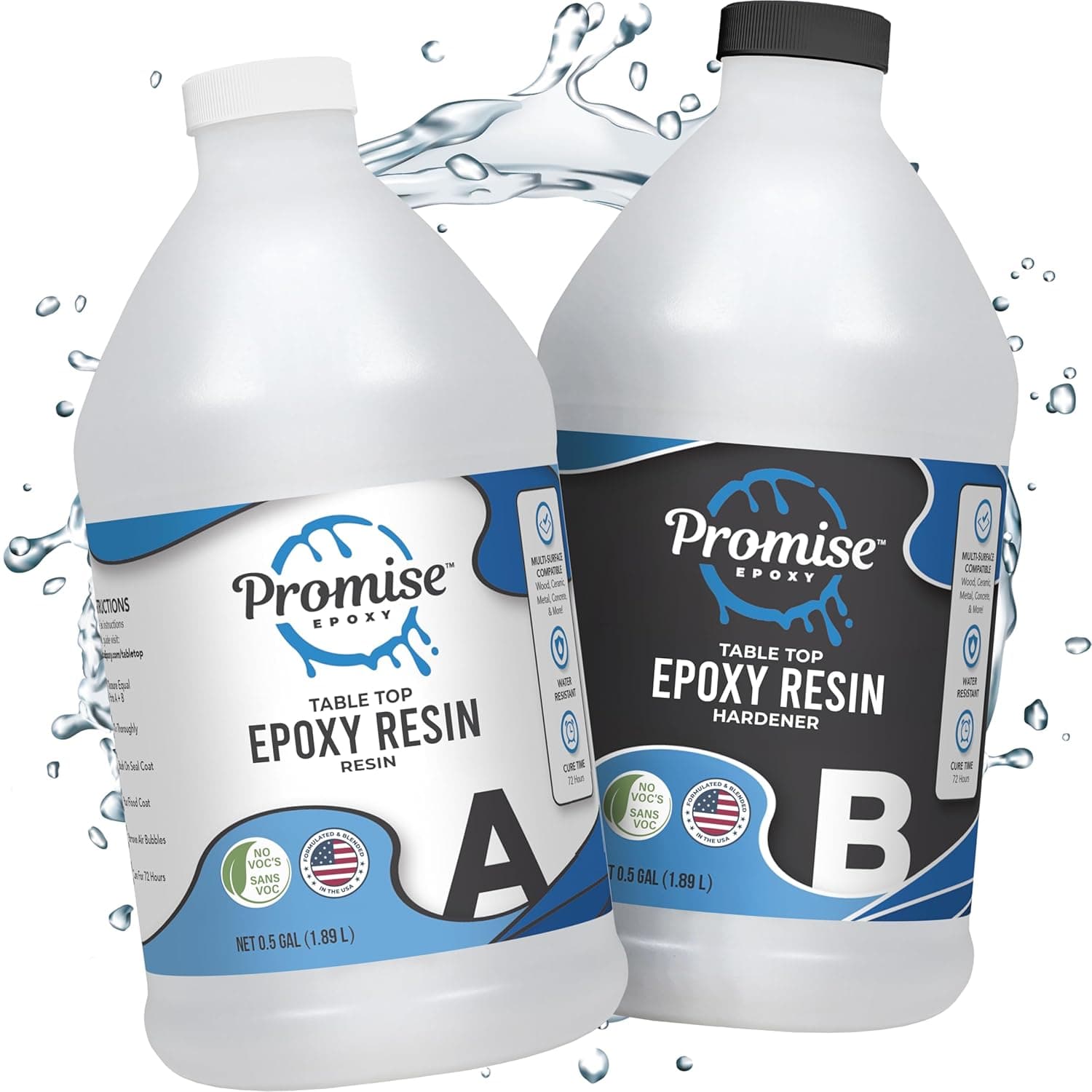 Promise Epoxy Epoxy Resin Kit 1 Gal-Crystal Clear, UV Resistant, Self Leveling, Food Safe for Table Top, Arts & Crafts, Wood Casting, Jewelry Making, Use with Mica Powder, Silicone Molds, Alcohol Ink - Image 2
