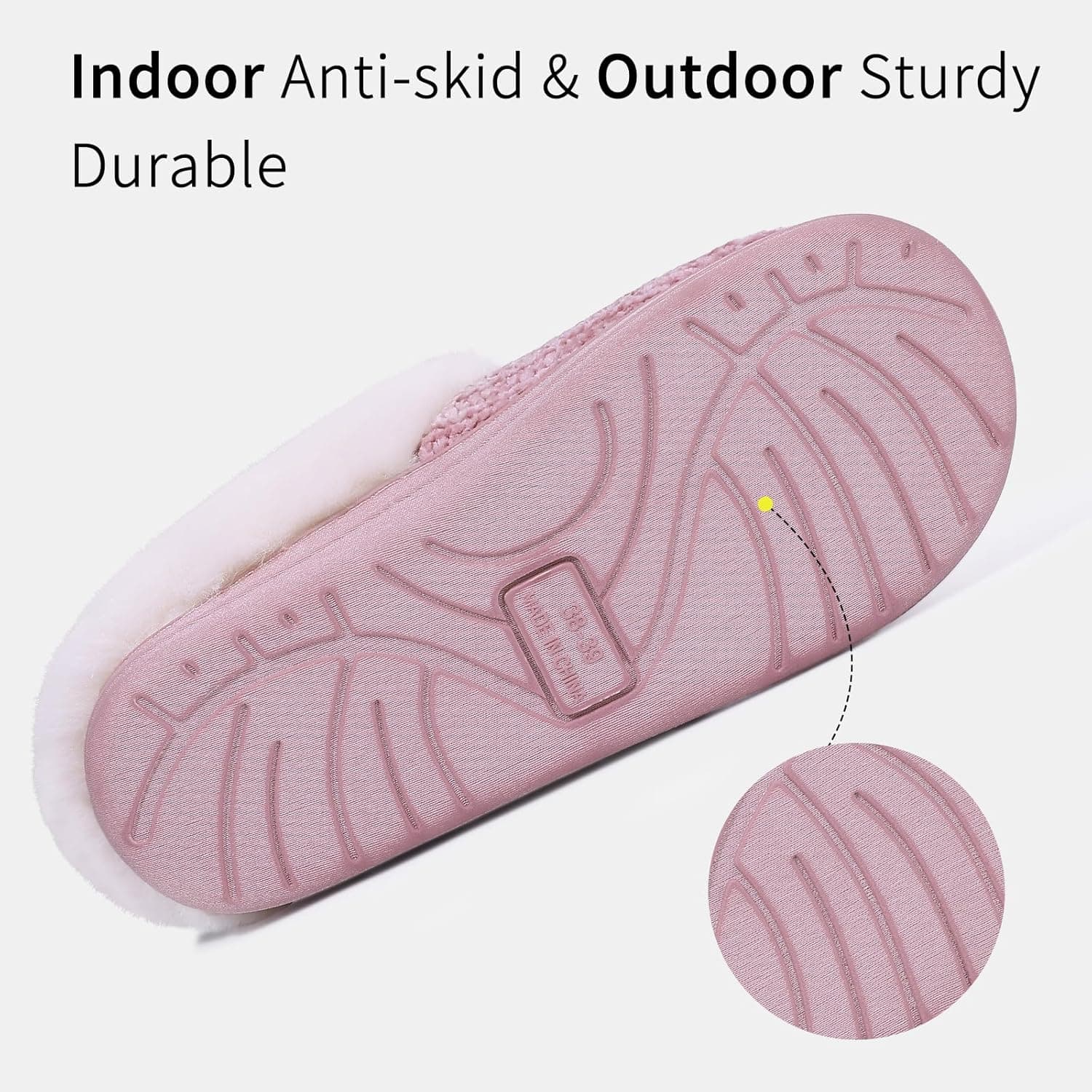 Evshine Warm Knit House Slippers for Women Comfy Wool-Like Lined Chenille Slippers with Memory Foam and Indoor Outdoor Soles 8-9 Pink - Image 6