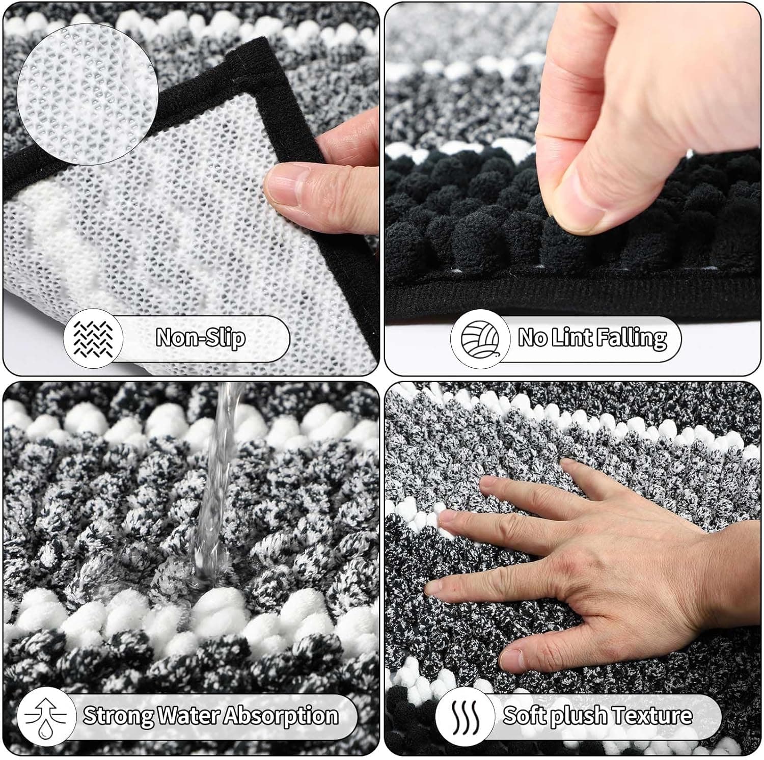 25PCS Black Bathroom Accessories Sets Complete, with Shower Curtain, Rugs, Trash Can and Toilet Brush, Soap Dispenser, Toothbrush Holder and Cup, Soap Dish, Qtip Holder, Bathroom Decor Sets Black Bathroom Set Complete-Gold - Image 4