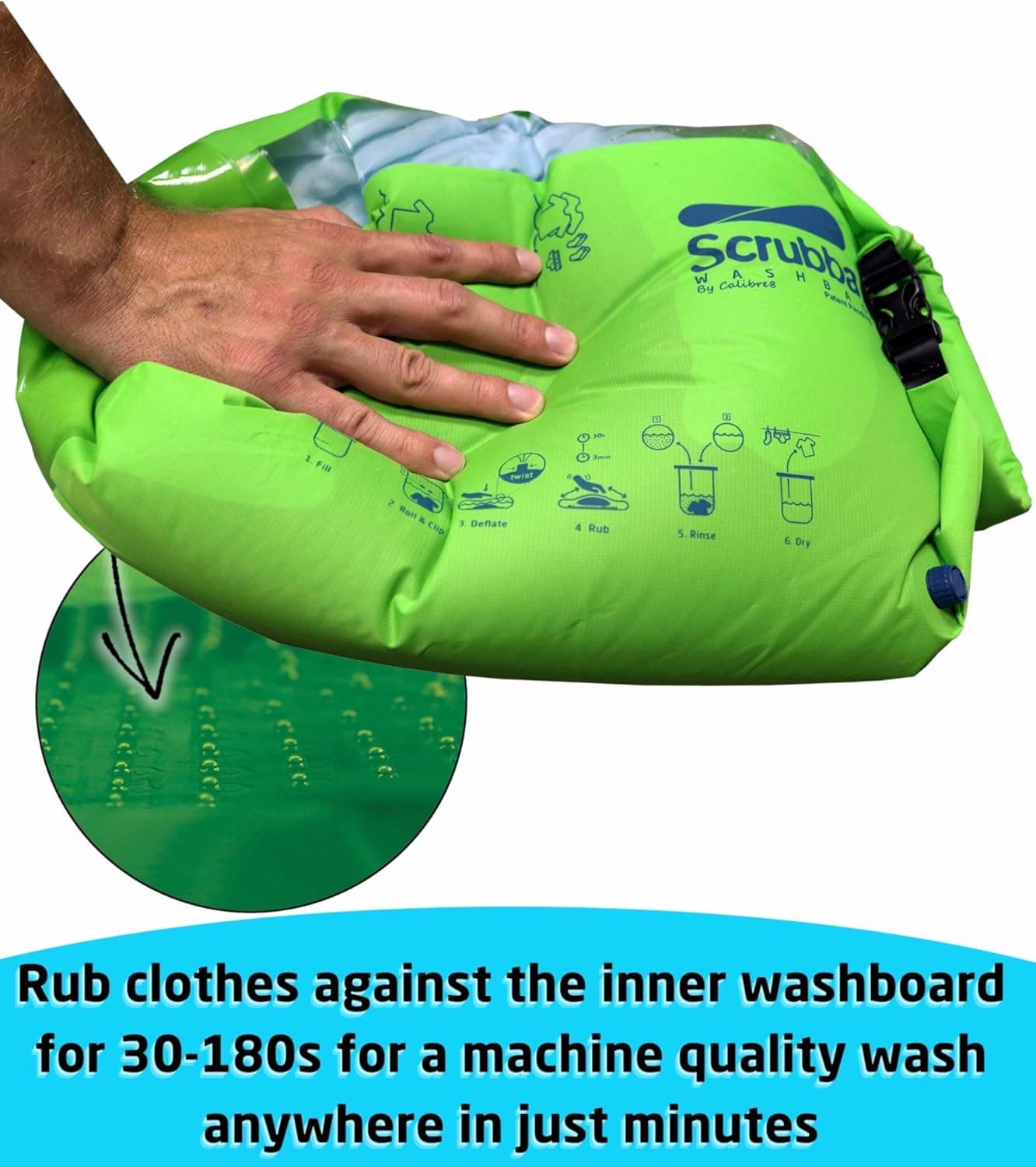 Scrubba Wash Bag Portable Washing Machine - Lightweight Manual Washing Machine for Travel, Camping, Laundry, Baby Clothes - Travel Essentials, Gift - use with Laundry Detergent/Sheets - 5.3 oz. - Image 3