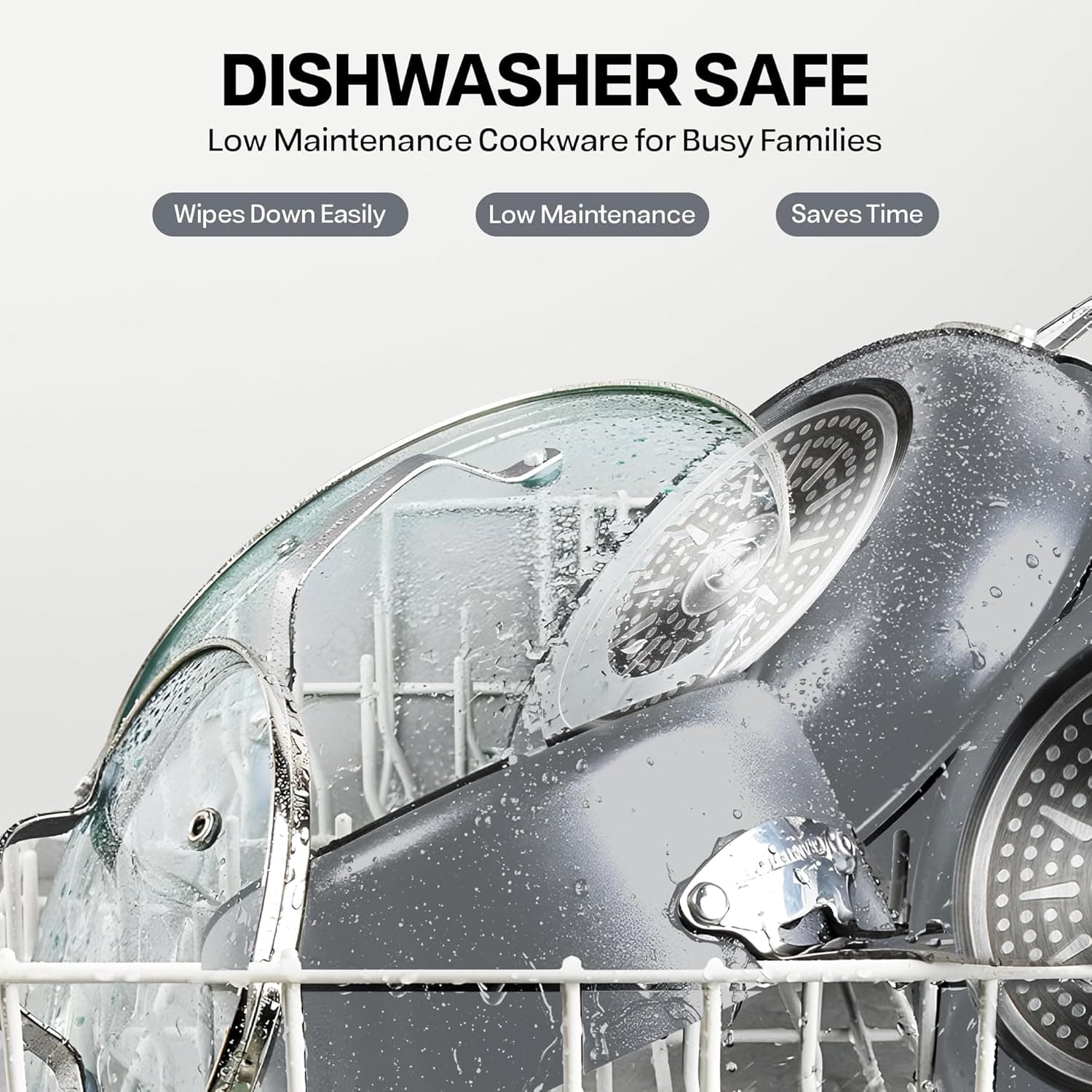 Gotham Steel 12 Pc Ceramic Cookware Set Nonstick, Ceramic Pots and Pans Set Non Stick with Steamer for Cooking, Non Toxic PFOA PFOS Free, Ergonomic Stay Cool Handles, Oven & Dishwasher Safe, Copper 12 Piece Set - Image 7