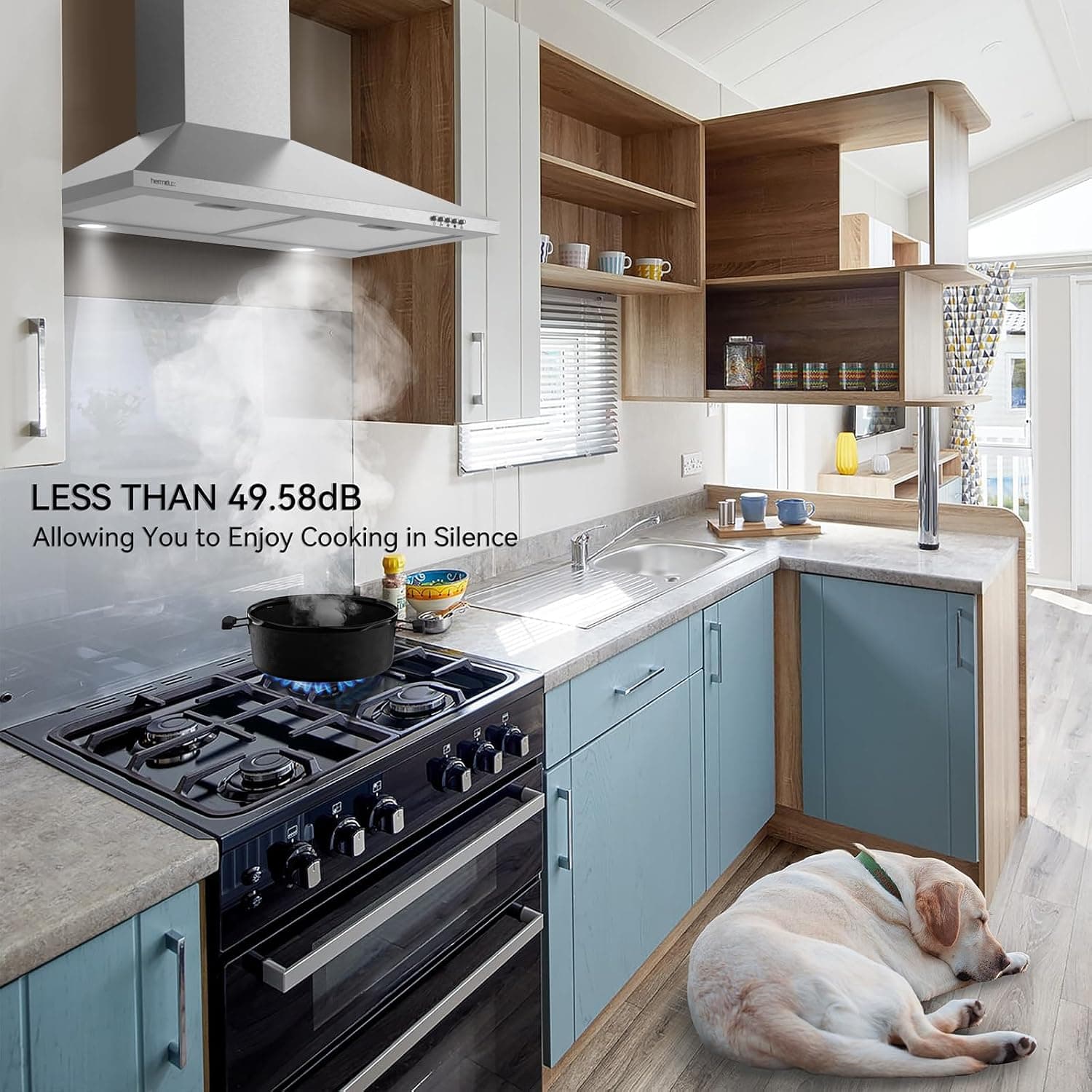 Hermitlux Range Hood 30 inch Stainless Steel, Wall Mount Vent Hood for Kitchen with Charcoal Filter, Ducted/Ductless Convertible Stainless Steel-Modern Design - Image 4