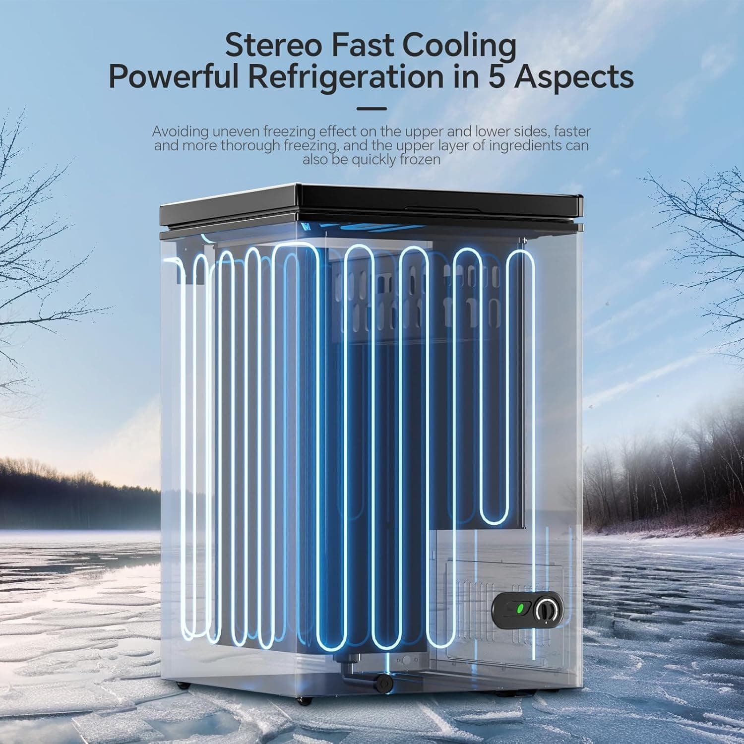 Kismile Congélateur Coffre de 3,5 Pieds Cubiques avec 2 Panier Amovibles, Congélateur Compact à Ouverture Par le Dessus - Image 3