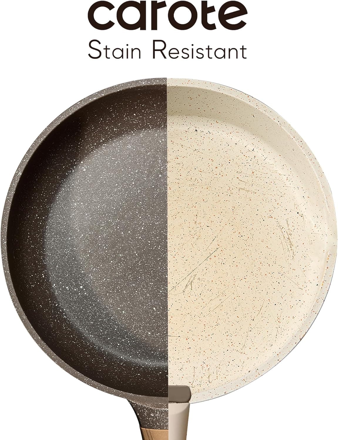 CAROTE 26PCS Pots and Pans Set Non Stick, Cookware Set Pots and Pans Induction Cook Ware, Nonstick Kitchen Cooking, PFOA Free Brown 26 Piece - Image 3