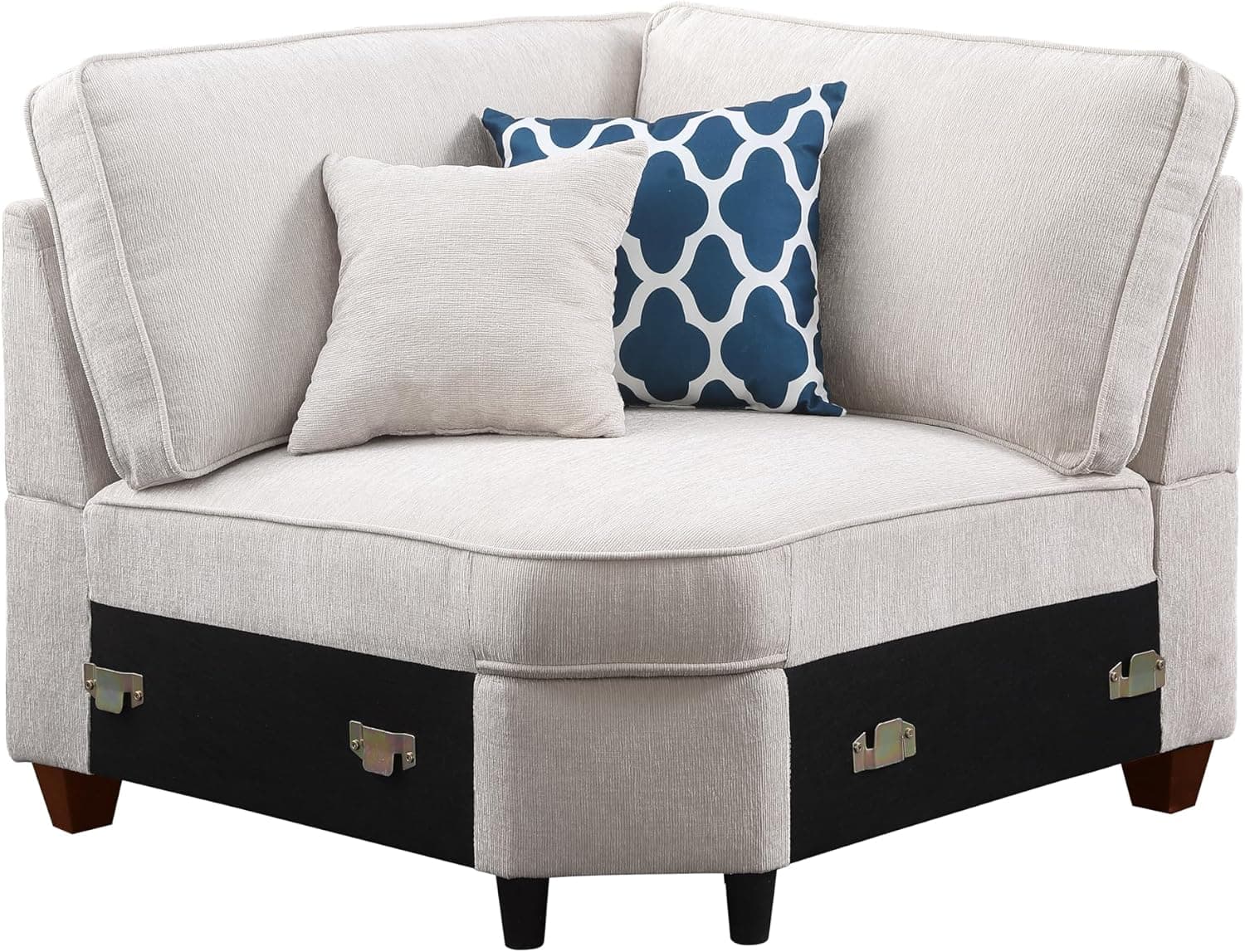 127" L-Shaped Sectional Couch with Movable Ottoman & 6 Throw Pillows,7 Seat Chenille Upholstered Sofa W/2 Cup Holder,USB Port & Hidden Storage Box,DIY Combination,for Living Room,Apartment,Beige Beige-2 127" - Image 10