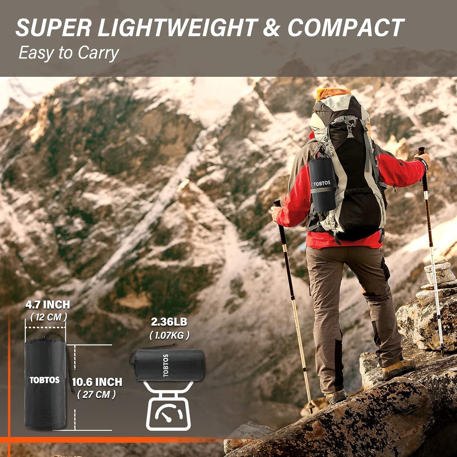 TOBTOS Inflatable Camping Sleeping Pad with Pillow, Thick 6 Inch Ultralight Sleeping Pad with Built-in Pump, Lightweight Sleeping Mat for Camping, Backpacking, Hiking, Tent (Grey) Single A-grey - Image 7