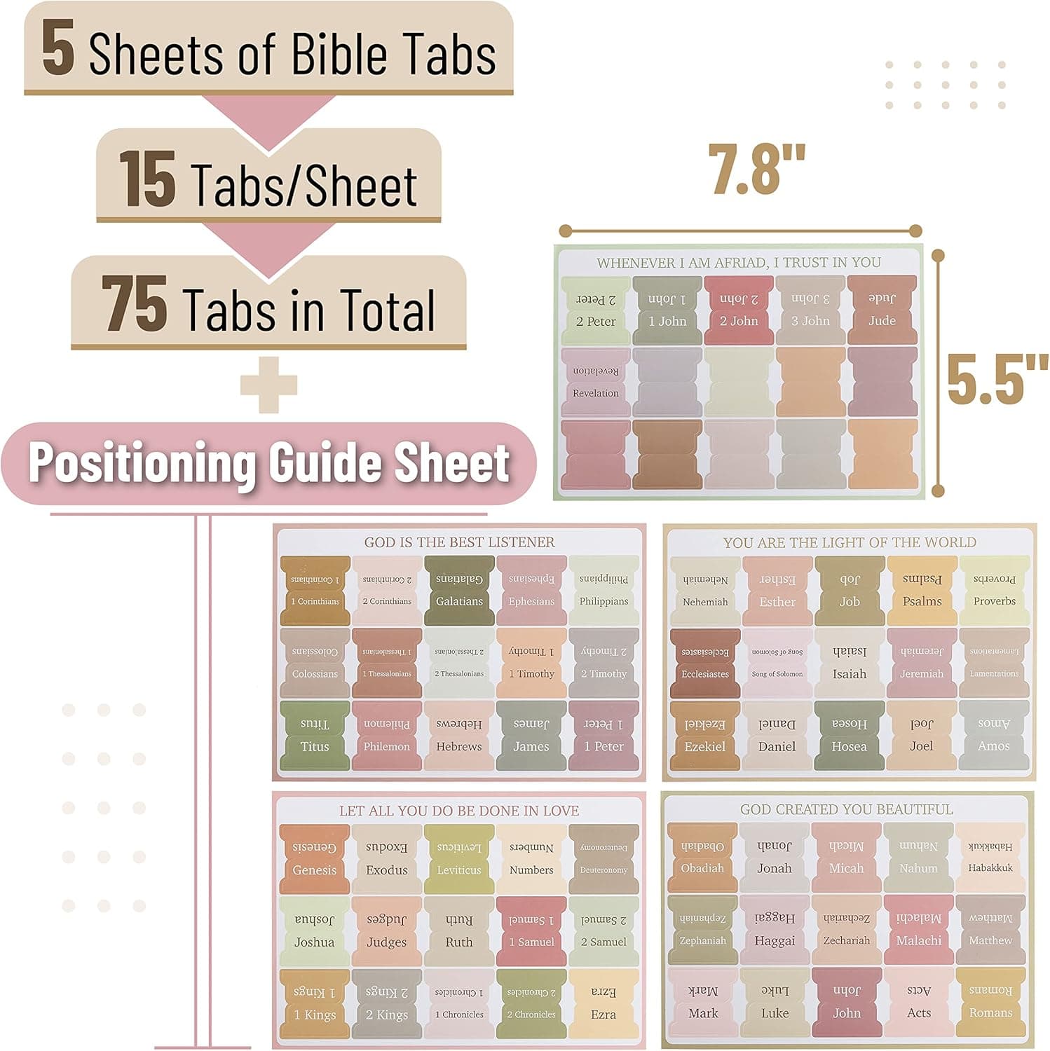 Mr. Pen- Bible Tabs, 75 Boho Theme Laminated Tabs for Women and Men, Study Bible Index, Book Labels - Image 2