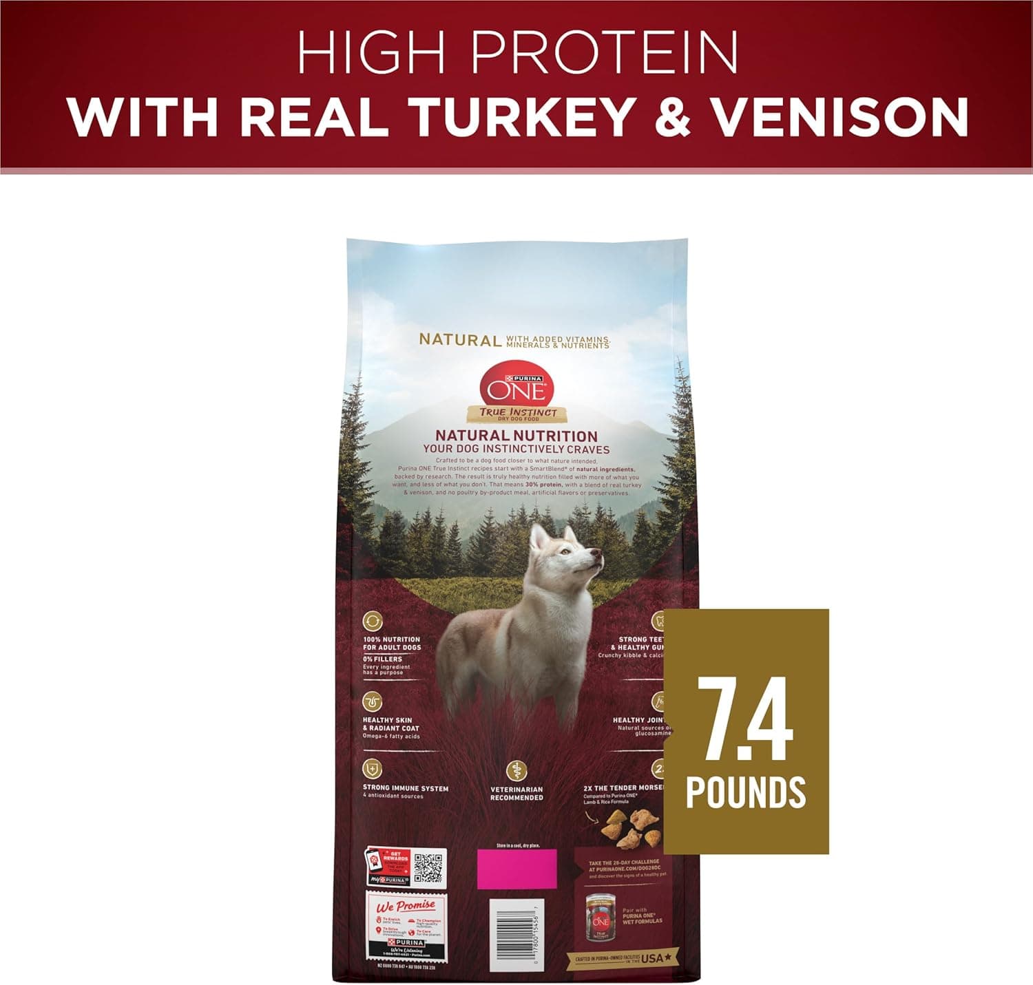 Purina ONE True Instinct With A Blend Of Real Turkey and Venison Dry Dog Food - 7.4 lb. Bag Turkey & Venison 7.4 Pound (Pack of 1) - Image 8