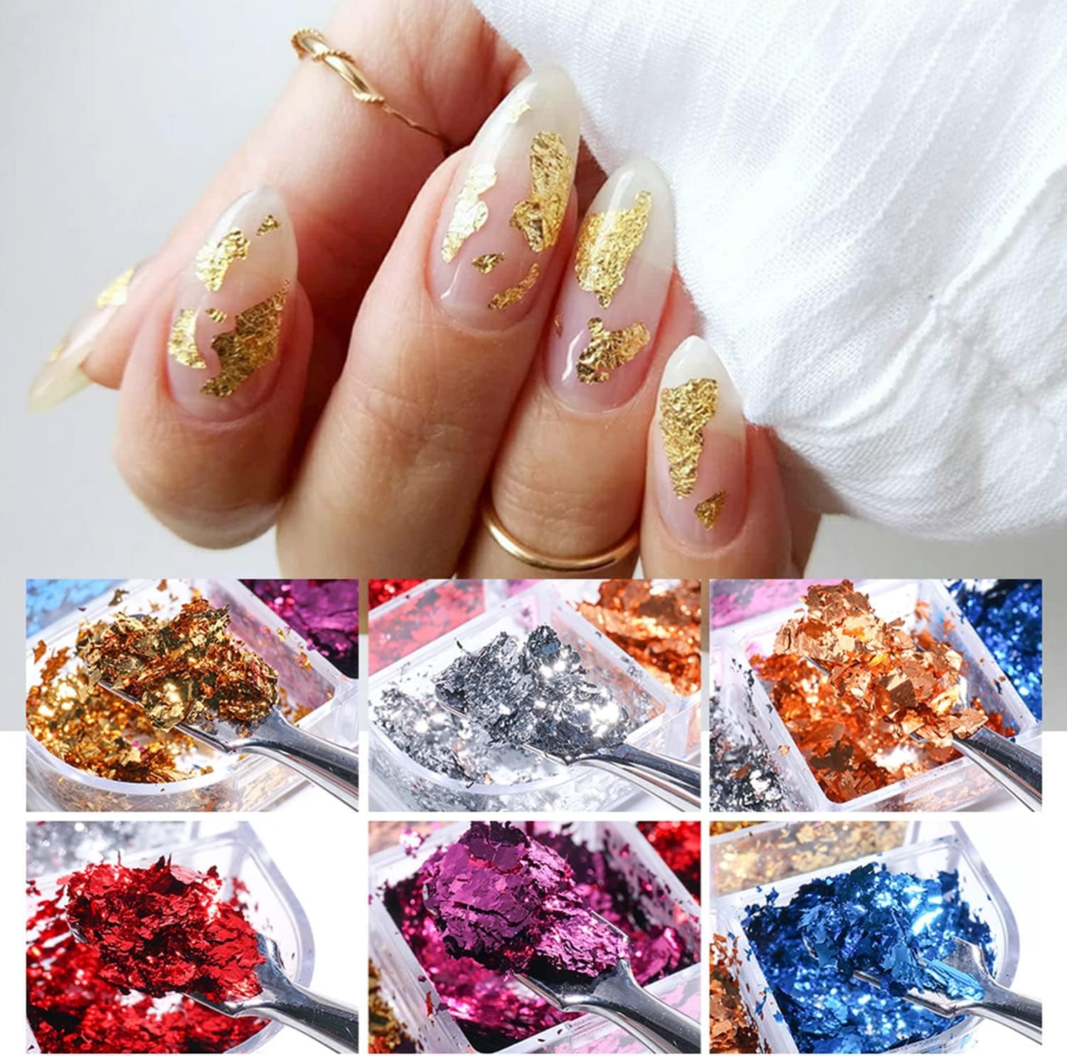 Holographic Nail Glitter Foils, 12 Colors Sparkly Ultra-Thin Aluminum Foil Nail Art Flakes Design, Laser Nail Sequins Acrylic Supplies for Women Girls Manicure Charms Decorations, DIY 3D Nail Art Tips - Image 4