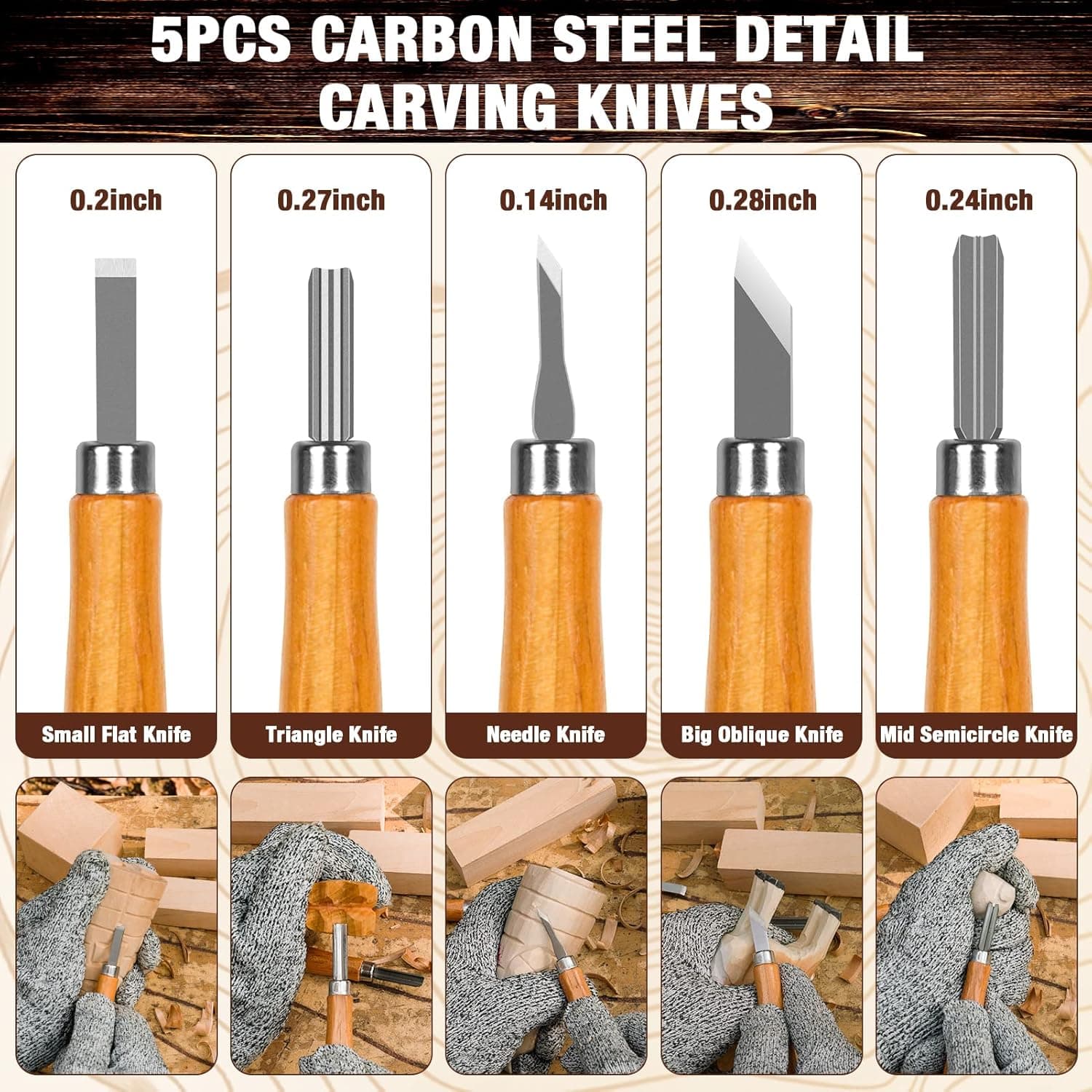 Wood Carving Kit, 23pcs Wood Carving Tools with 4 Wood Carving Knives 5 Detail Knives 9 Blocks, Whittling Kit DIY Hobbies for Adults - Image 6