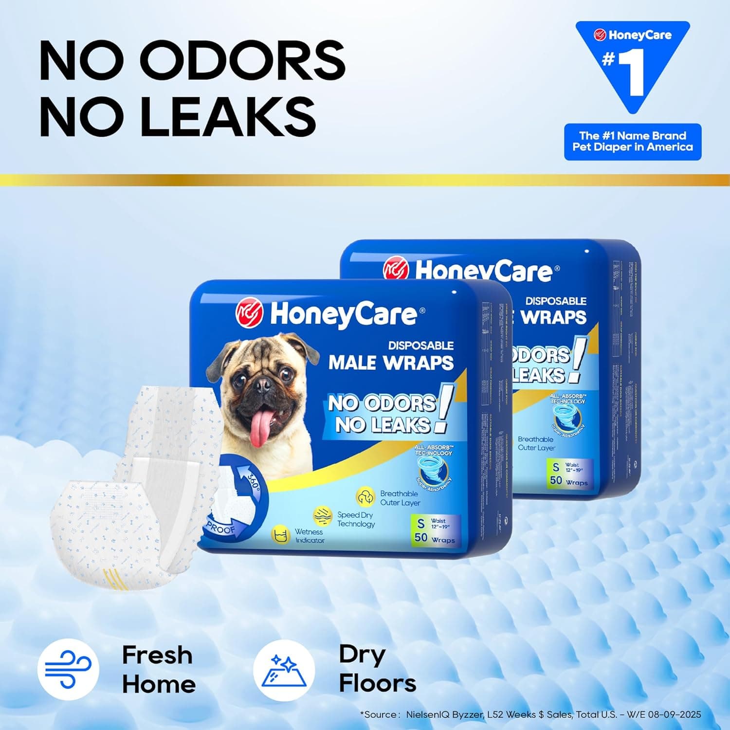 HONEY CARE All-Absorb A26 Male Dog Wrap, 50 Count, Small - Image 4