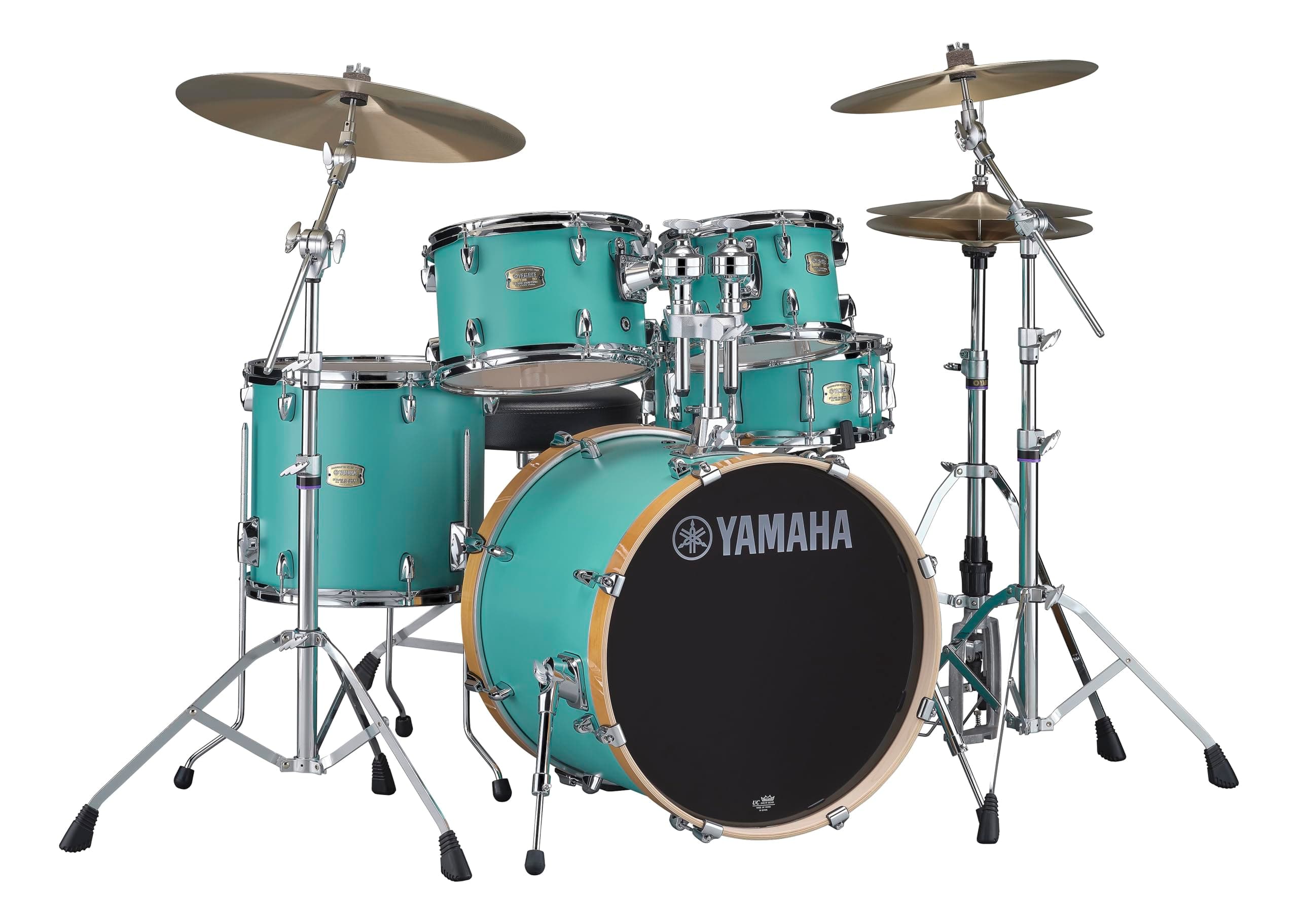 Yamaha Stage Custom Birch 5pc Drum Shell Pack With a 20" Kick Drum and 14” Snare Drum in Matte Surf Green For Students and Working Drummers (SBP0F50MSG) 20" Kick Matte Surf Green Drum Shell Pack