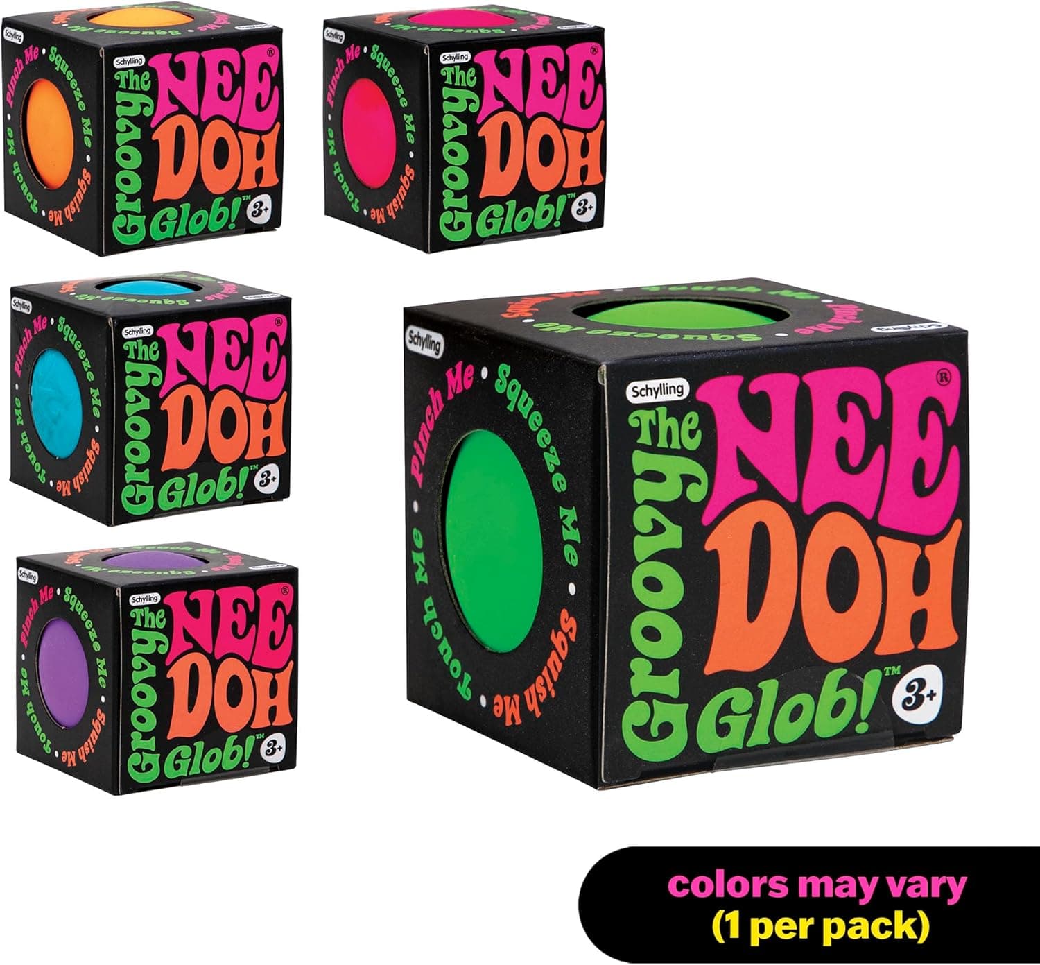 Schylling NeeDoh Original - Jouet sensoriel anti-stress - Couleurs assorties - Âges 3 à adulte, 1 unité (Pack de 1) Multi Couleur - Image 3