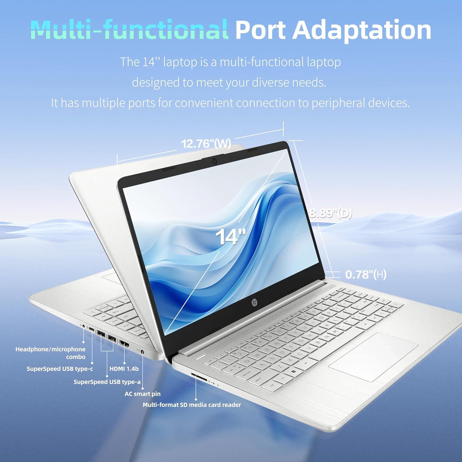 HP Laptop Computer for Home Student Study, 1-Year Office 365, 4GB RAM, 256GB Storage (128GB UFS + 128GB Micro SD Card), 14 Inch, Intel Processor (Beat i3-1115G4), WiFi 6, Bluetooth 5.4, Windows 11 S - Image 8